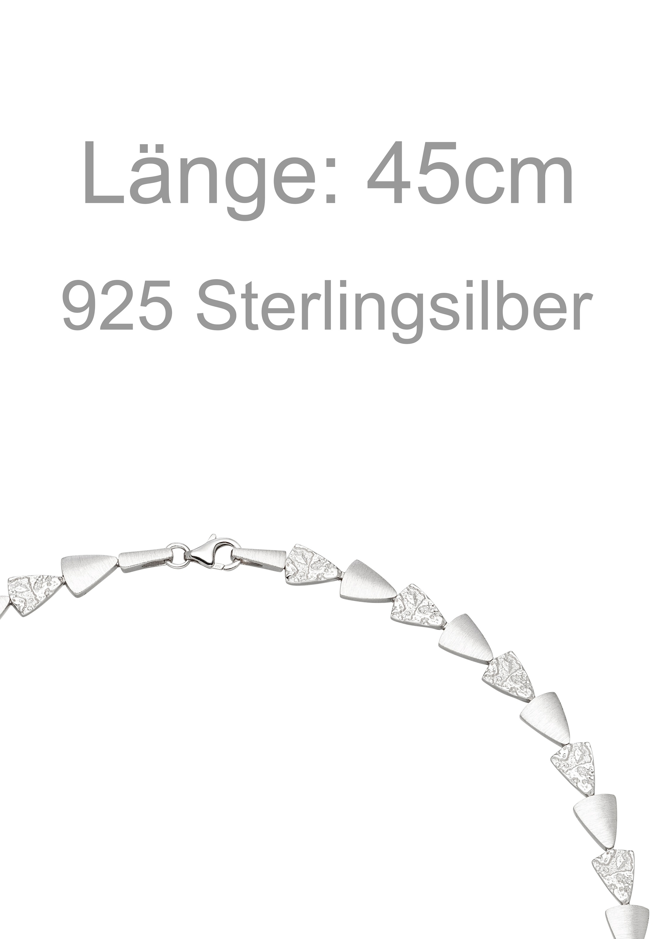 JOBO Kette ohne Anhänger »Dreiecke Dreieckskette« 925 Silber gehämmert 45 cm