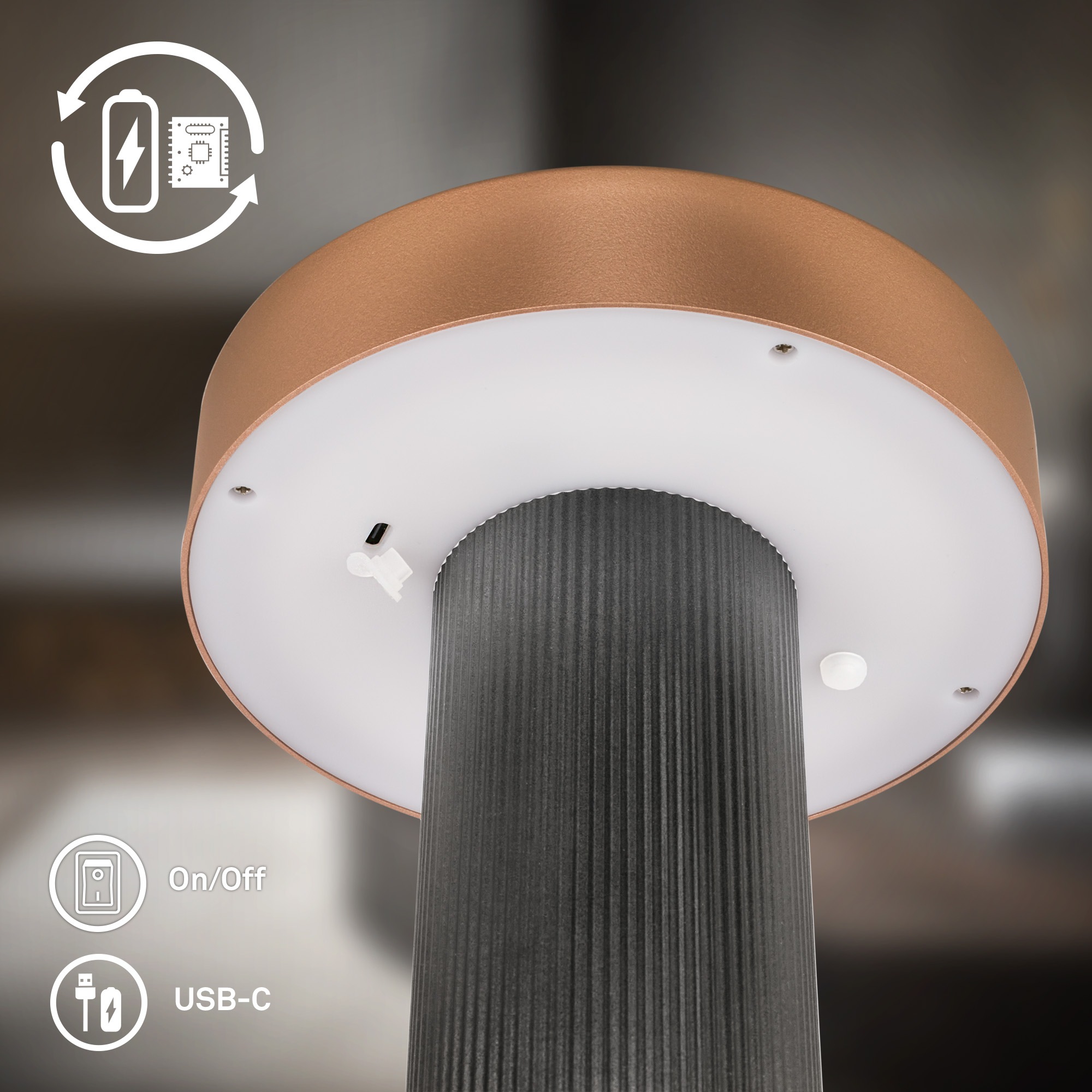 Briloner Leuchten LED Tischleuchte »BITO« LED-Board 1 Stk. Warmweiß 16x20 cm, Akku tauschbar, Indoor/Outdoor, Wohnzimmer, Balkon