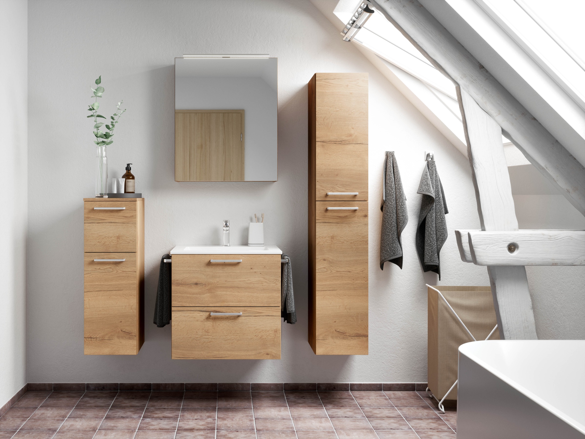 nobilia® Waschtisch-Set »Tolvina«, (1 St., vormontiert, mit Soft-Close), in vier Breiten