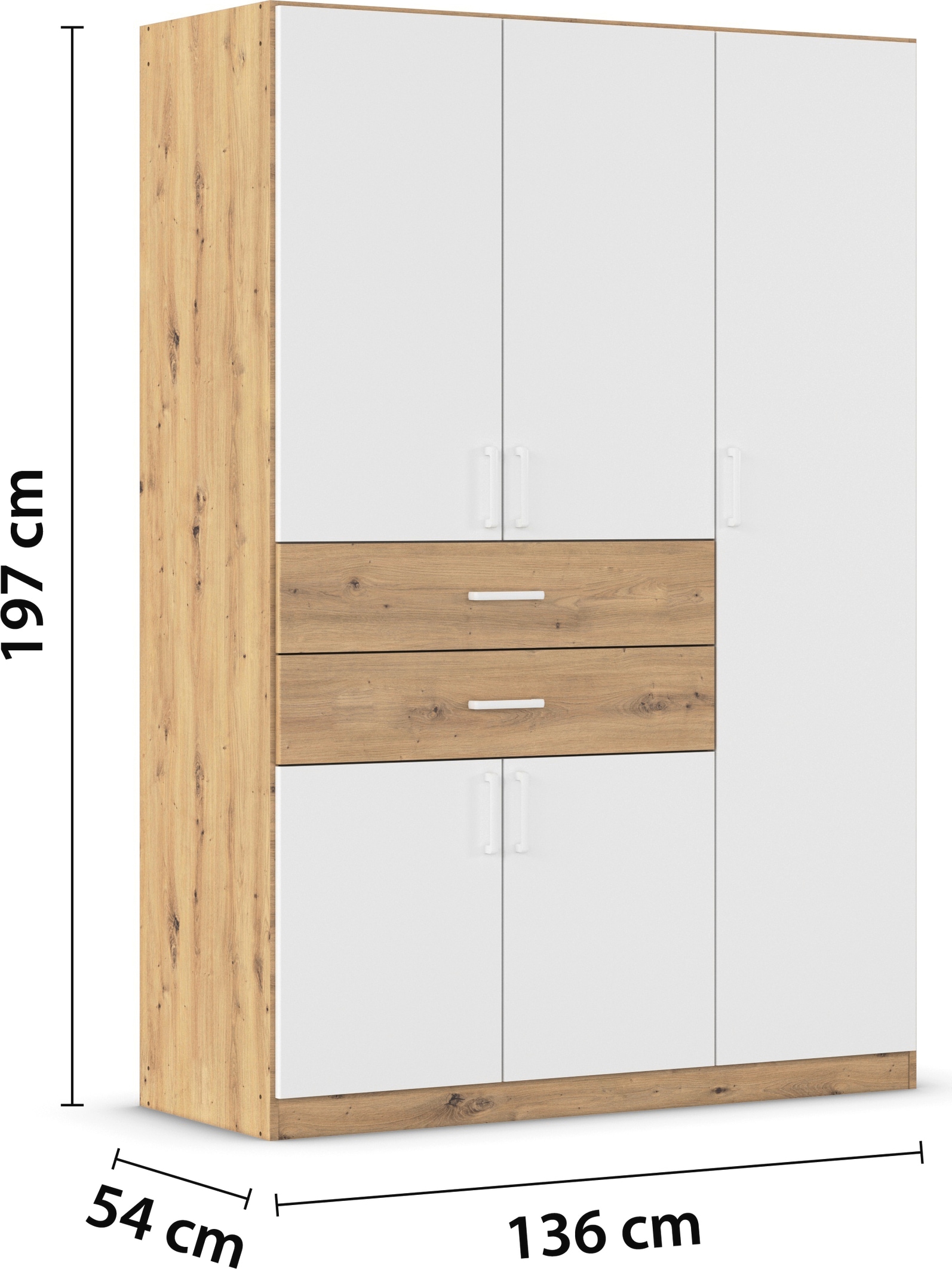 rauch Drehtürenschrank »Kleiderschrank Schrank Garderobe MAIKA mit Dekor-Front«, 2 Schubladen, in verschiedenen Breiten, Höhen, Farben, MADE IN GERMANY
