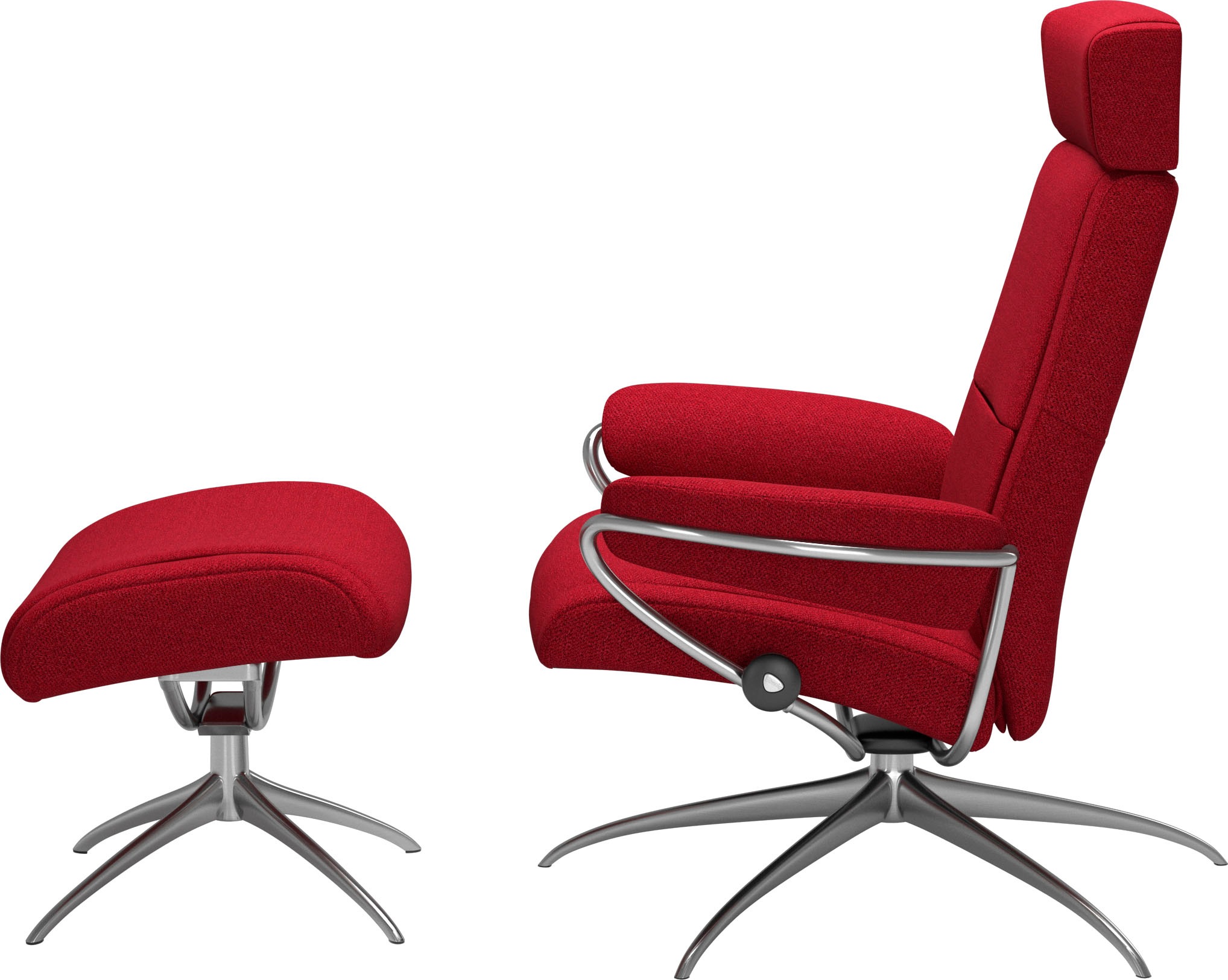 Stressless® Relaxsessel »Paris«, (Set, Relaxsessel mit Hocker), mit Hocker, Low Back mit Kopfstütze, mit Star Base, Gestell Chrom