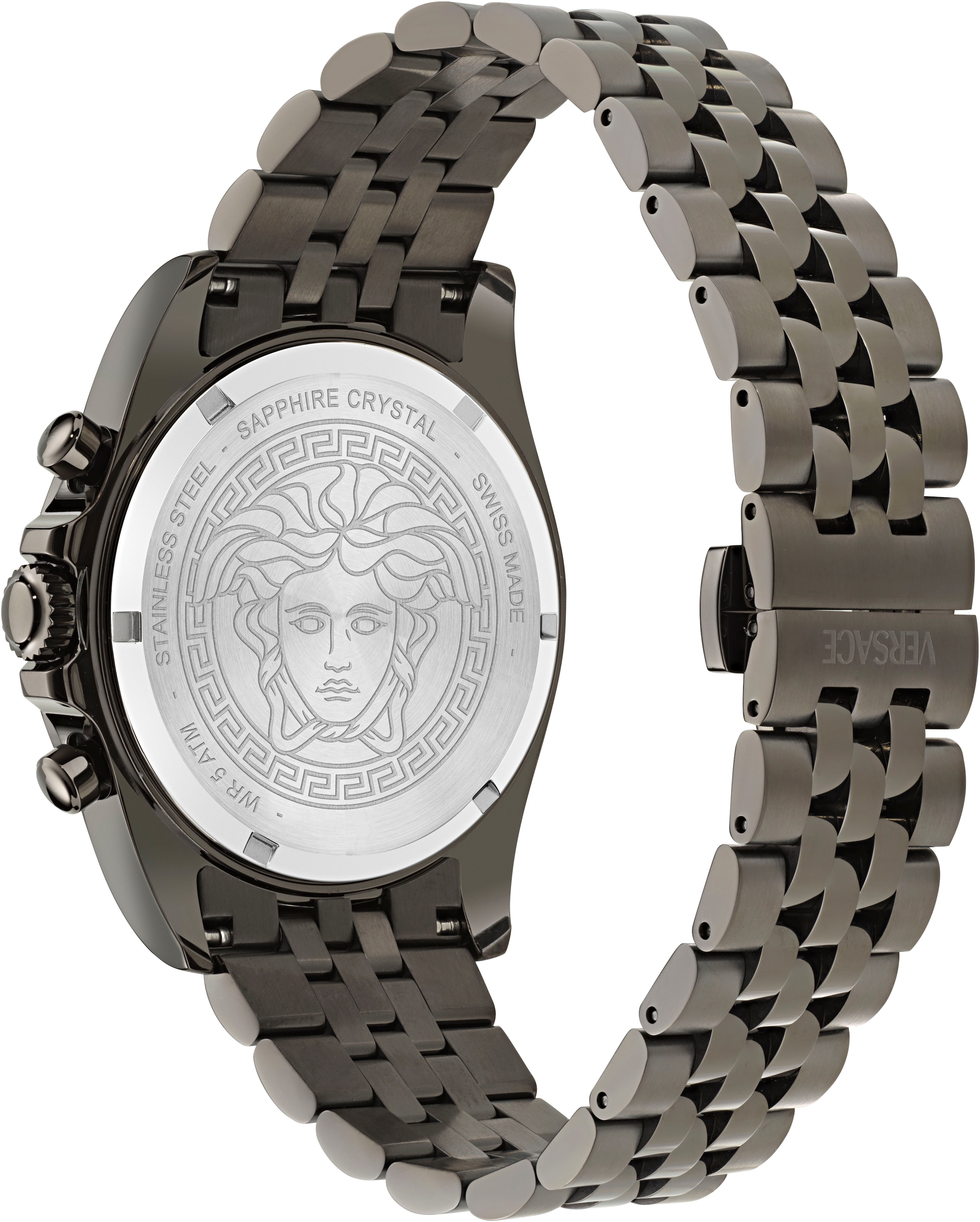 Versace Chronograph »GRECA CHRONO WAVE«, Quarzuhr, Armbanduhr, Herrenuhr, Swiss Made, Edelstahlarmband, analog