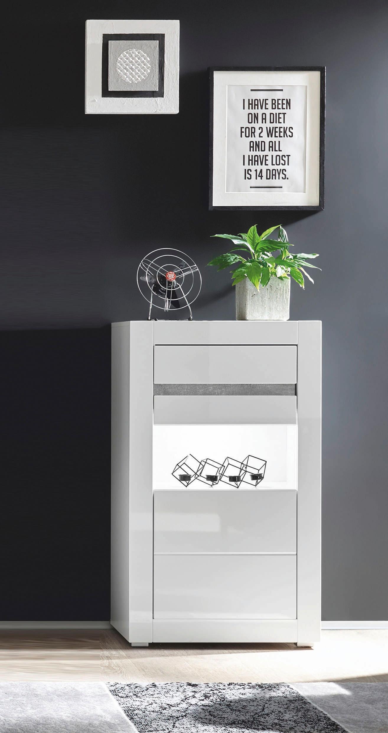 Home affaire Vitrine "Carat" Höhe 112 cm, Leisten angeliefert, 1 x grau, 1 günstig online kaufen