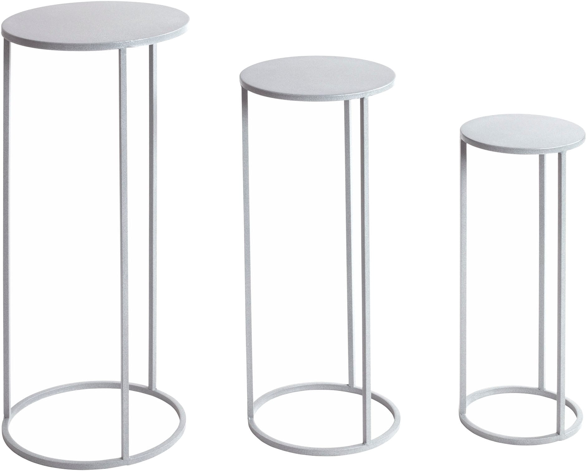 HAKU Blumentisch »Blumenpodest, Blumenständer, Pflanzsäule« Set, 3er Set, 3 Stk. tlg. rund - aus Metall Grau - Ø/H 20/50 und 25/60 und 30/70 cm