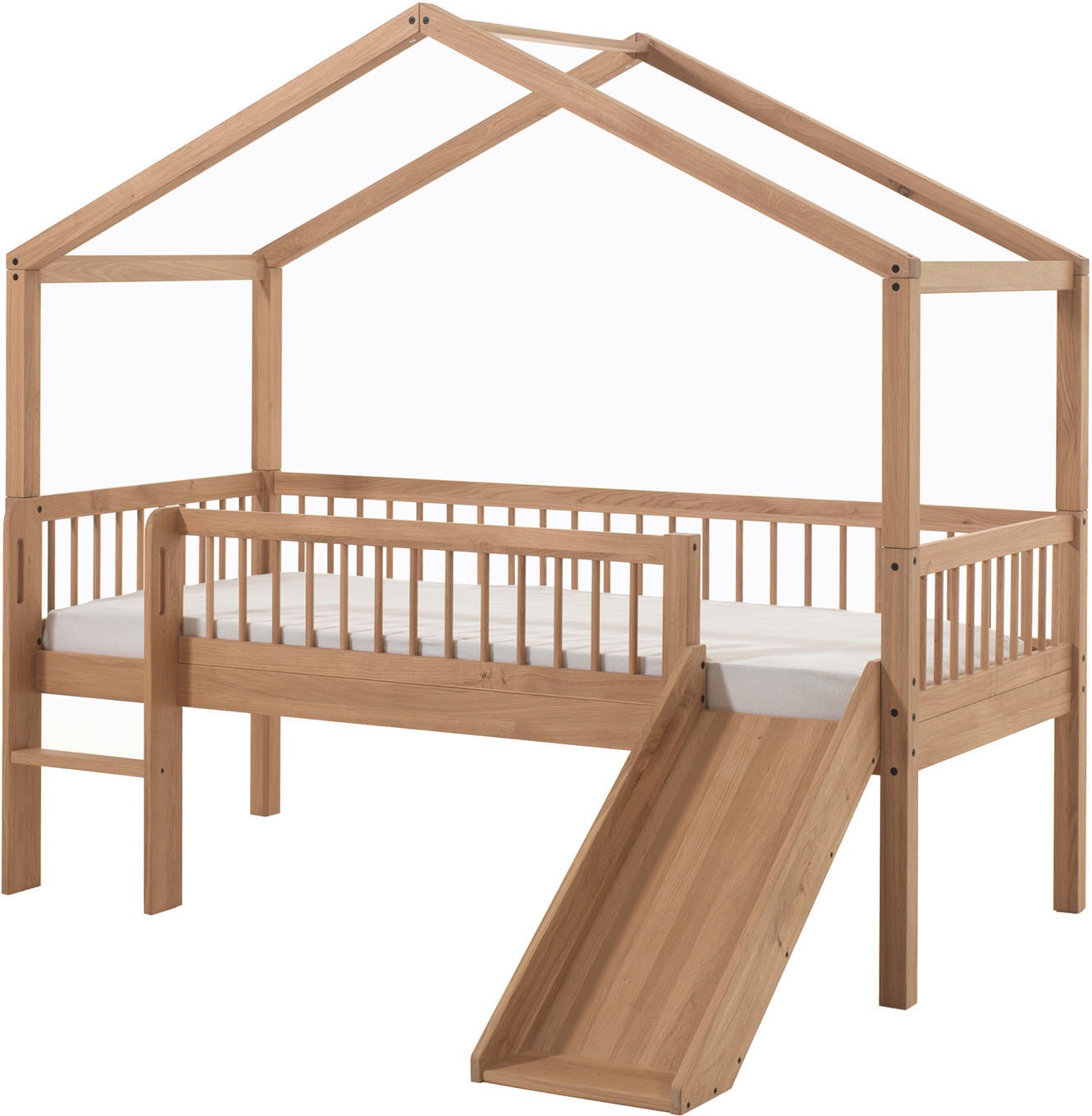 Thumbnail - Vipack Hausbett "Forrest ist ein hochwertiges Massivholz Haus Bett "Made in Europe"" inkl. Rolllattenrost, Dachaufbau, A...