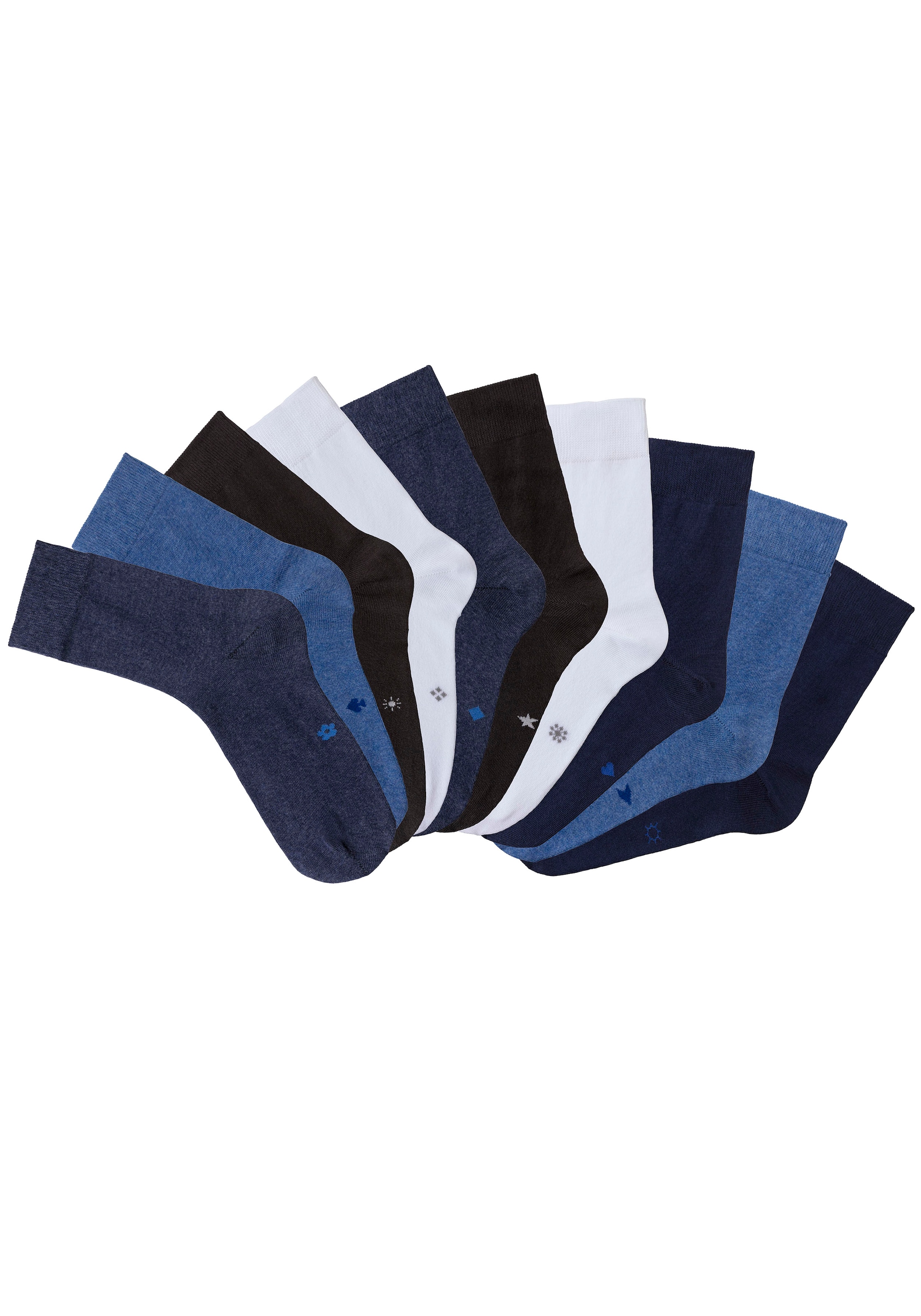 H.I.S Basicsocken, (Packung, 10 Paar), mit eingestrickten Symbolen