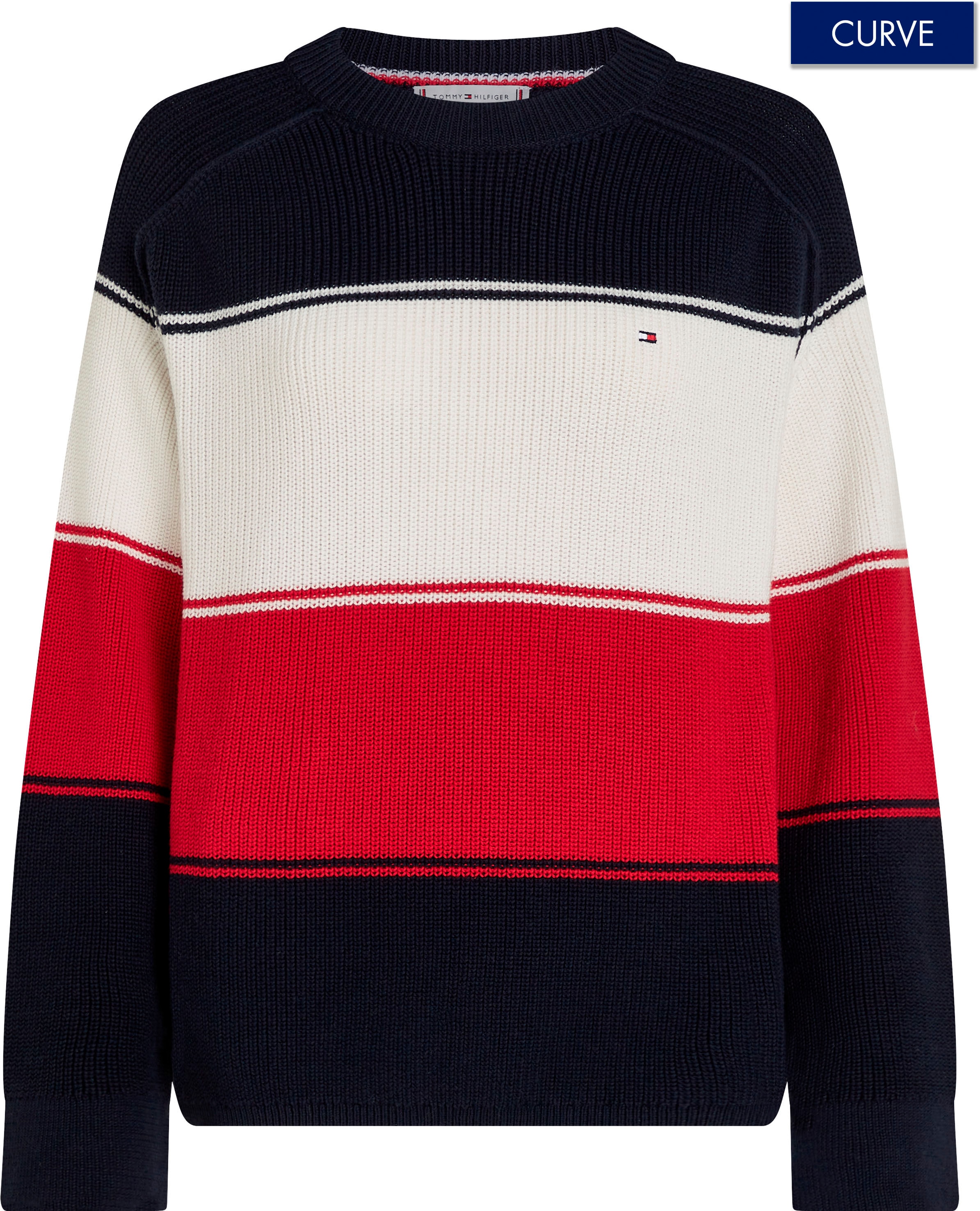 Tommy Hilfiger Curve Rundhalspullover »CRV CO CARDI STITCH C-NK SWT«, Große Größen