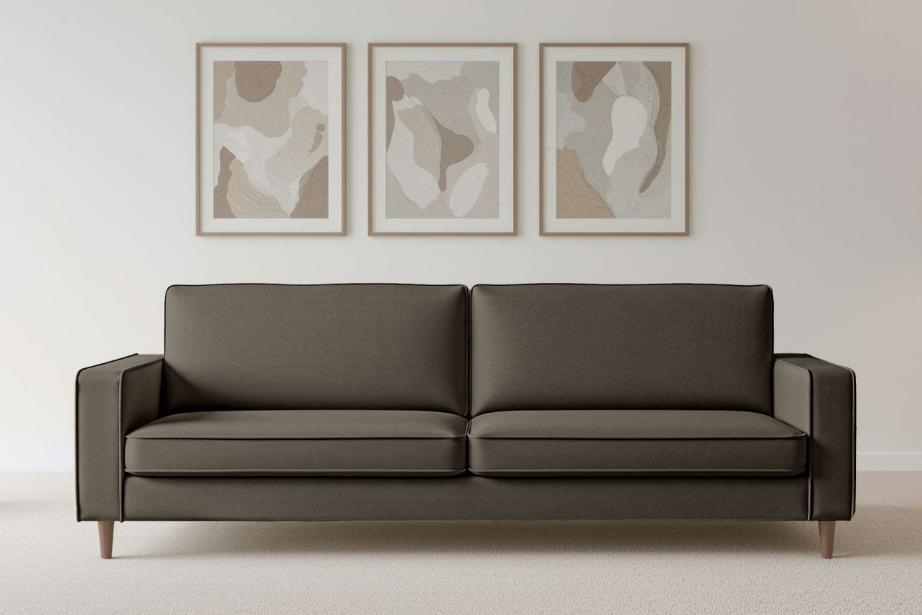 Home affaire 3-Sitzer »Pinto Skandi,Maxi-Ausführung, 236 cm, Chenille, Struktur« mit Keder, Massivholzfüße Eiche geräuchert, Wellenunterfederung