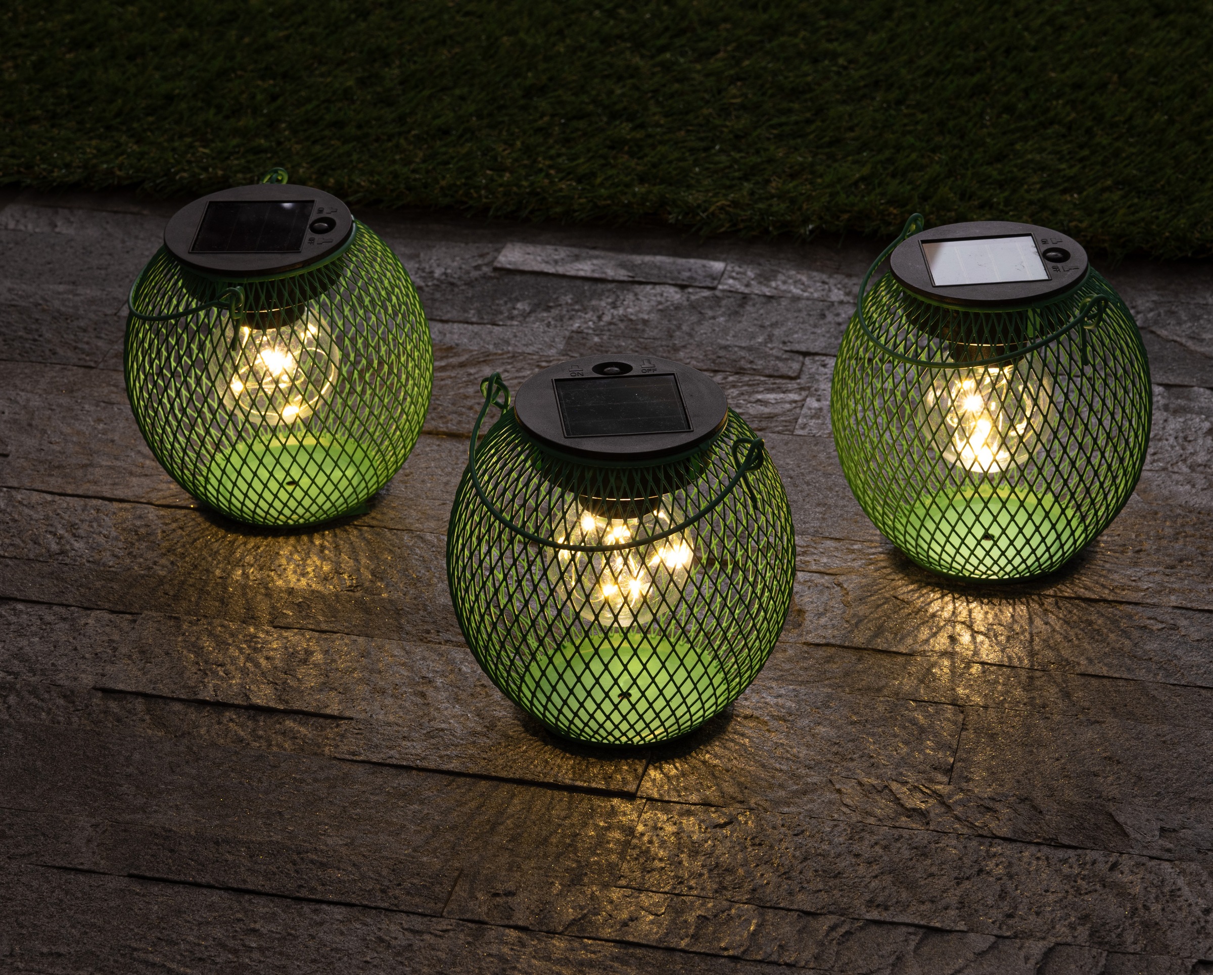 LED Solarleuchte OTTO HOME "Aaddis, LED-Metalllaterne, 3er Set", grün, H:12,3cm Ø:12,5cm, Leuchten, einzeln positionierbar 2