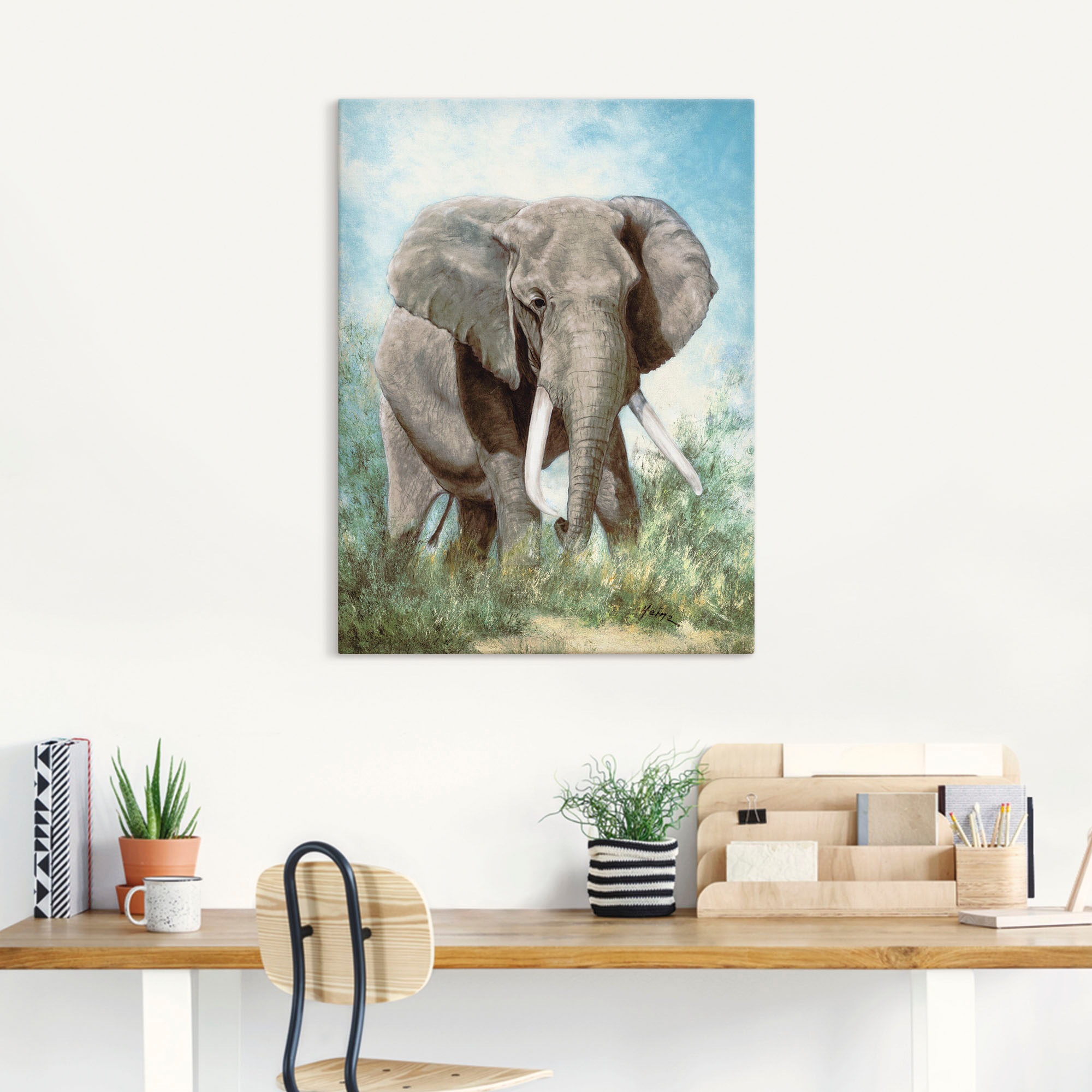 Artland Leinwandbild "Elefant" Wildtiere 1 Stk. tlg. auf Holzrahmen gespann günstig online kaufen