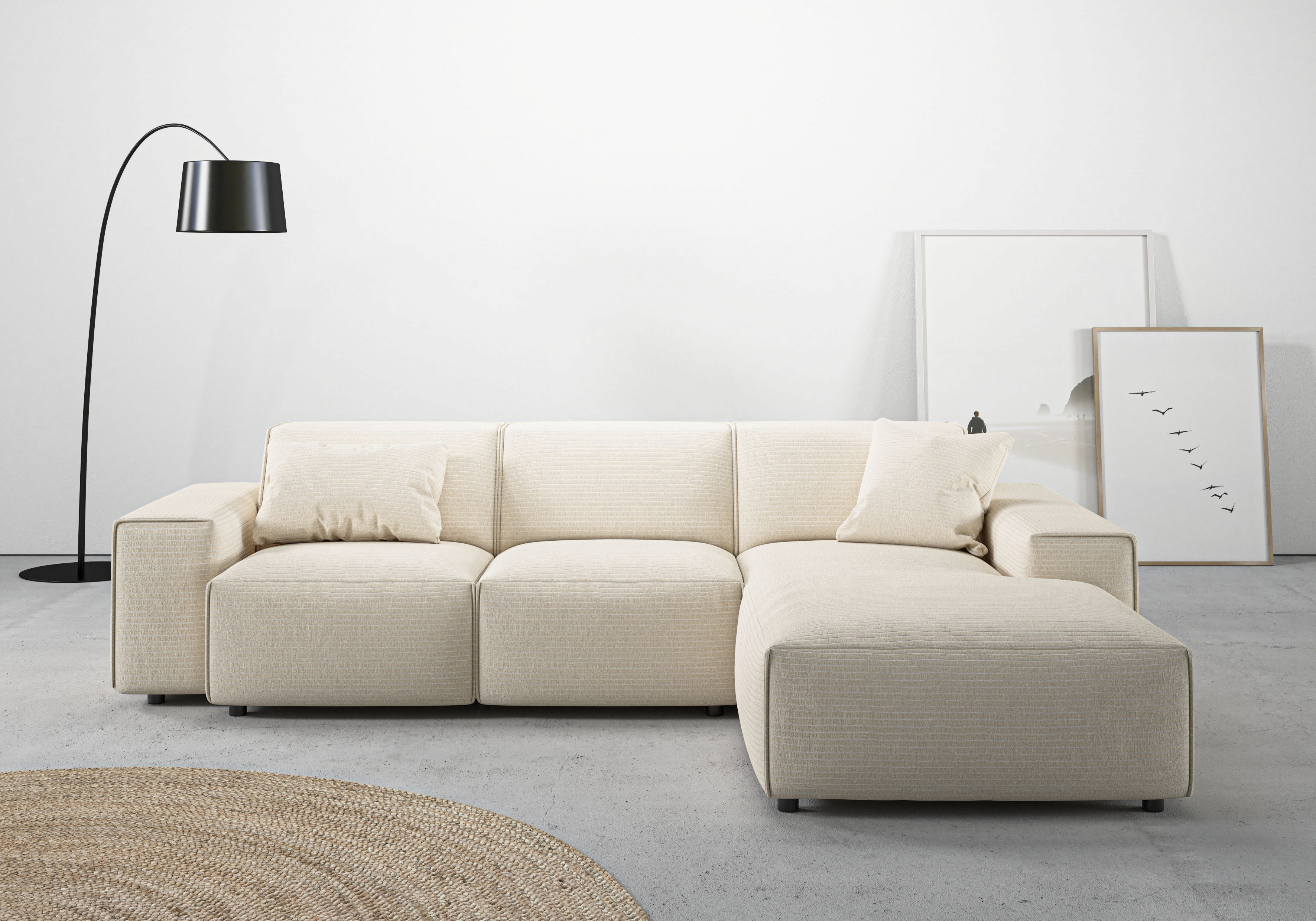 Home affaire Ecksofa "Glimminge L-Form auch in Breitcord, Feincord + Easy care-Bezug," Breite 264, Zierkissen
