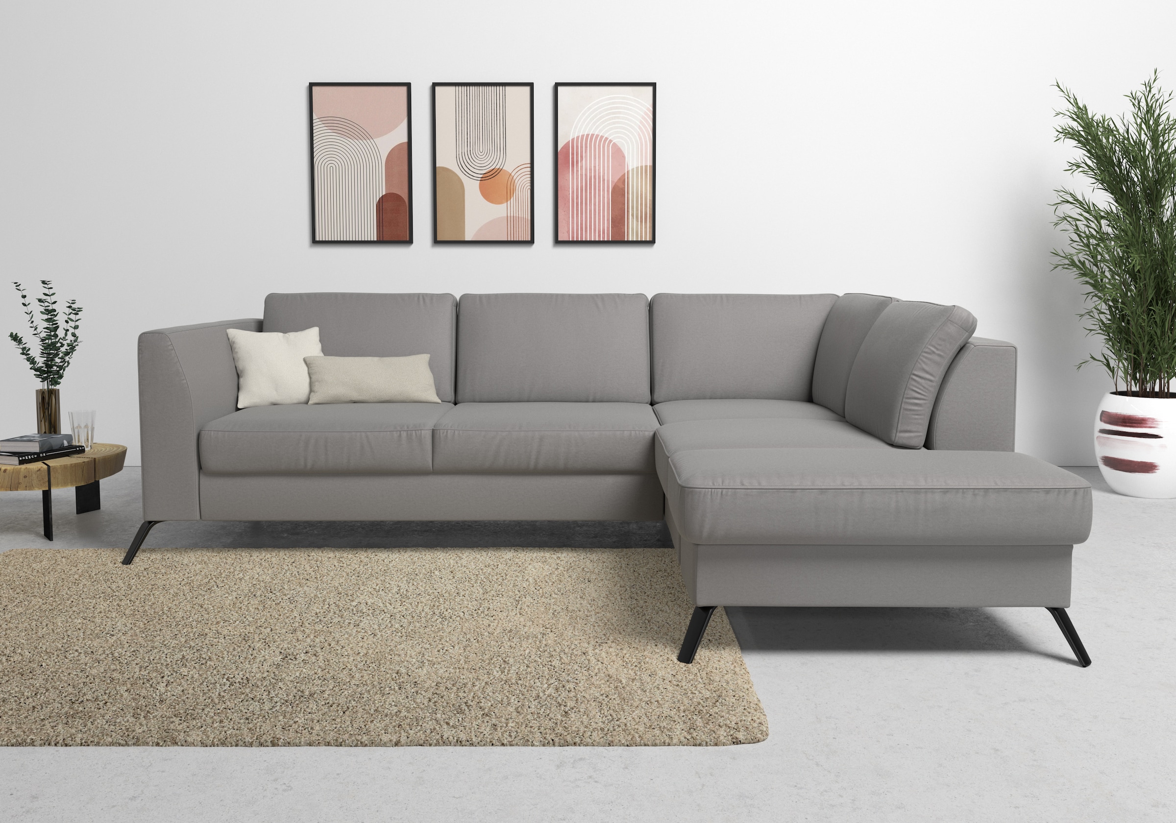 sit&more Ecksofa "Olsen L-Form" inklusive Sitztiefenverstellung, optional Schlaffunktion, 15cm hoch