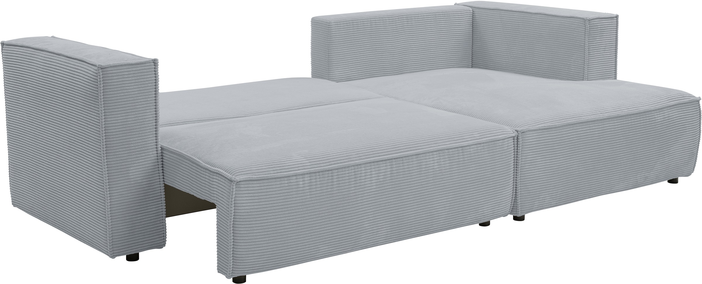WERK2 Ecksofa »Atlanta, moderne Designsprache, Stellmaße 280x147cm, L-Form, Kedernaht«, hoher Komfort, Schlaffunktion & Bettkasten, Cord, Grau