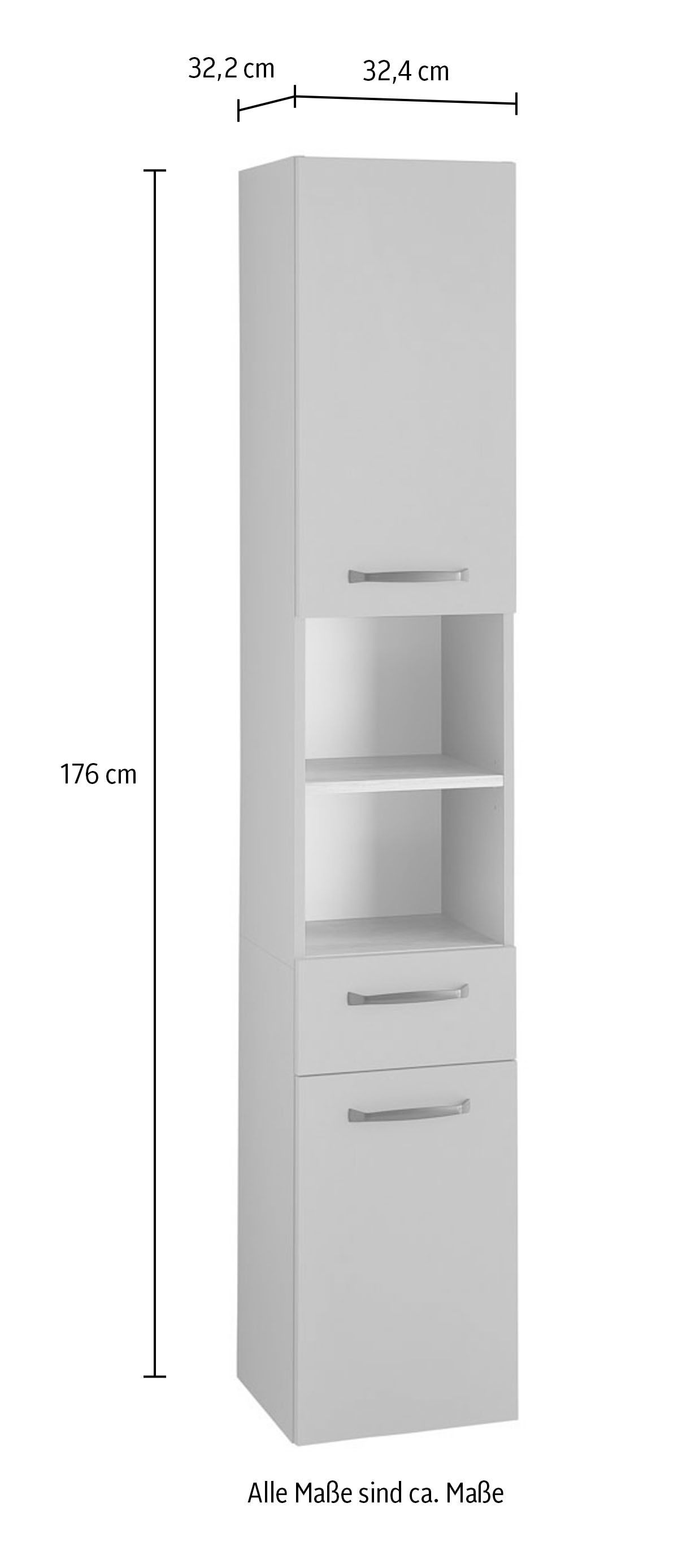 Saphir Hochschrank »Quickset 500, Badschrank 32,4 cm breit« 3 Einlegeböden, 1 offenes Fach, Badezimmer-Hochschrank