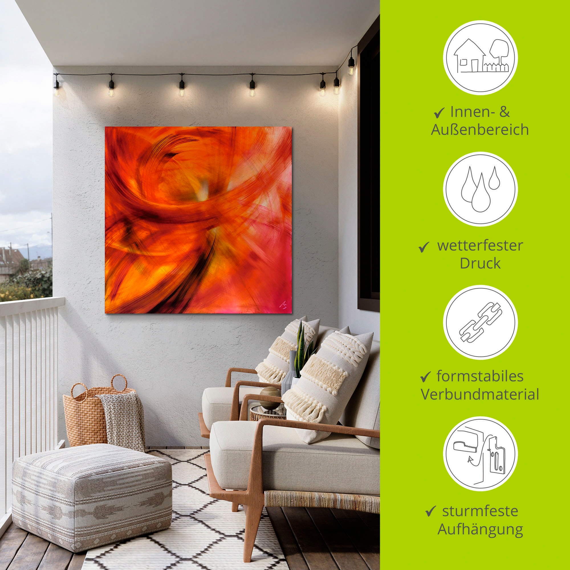 Artland Wandbild »Roter Lichtertanz«, Gegenstandslos, (1 St.), als Alubild, Outdoorbild, Leinwandbild in verschied. Größen