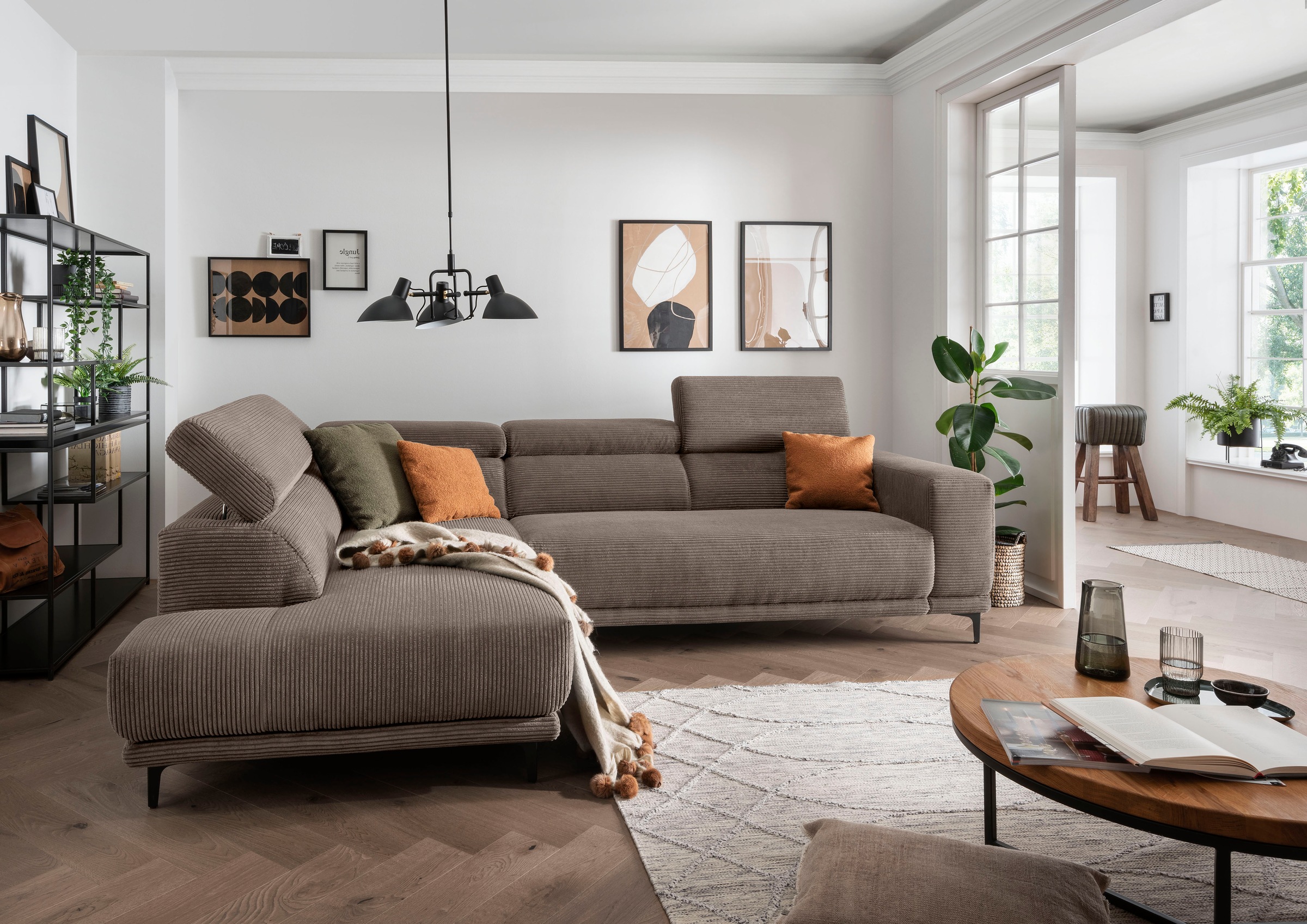 alina Ecksofa »Hikari« wahlweise mit Sitzvorzug, in modernem Cordstoff, Breite 302 cm