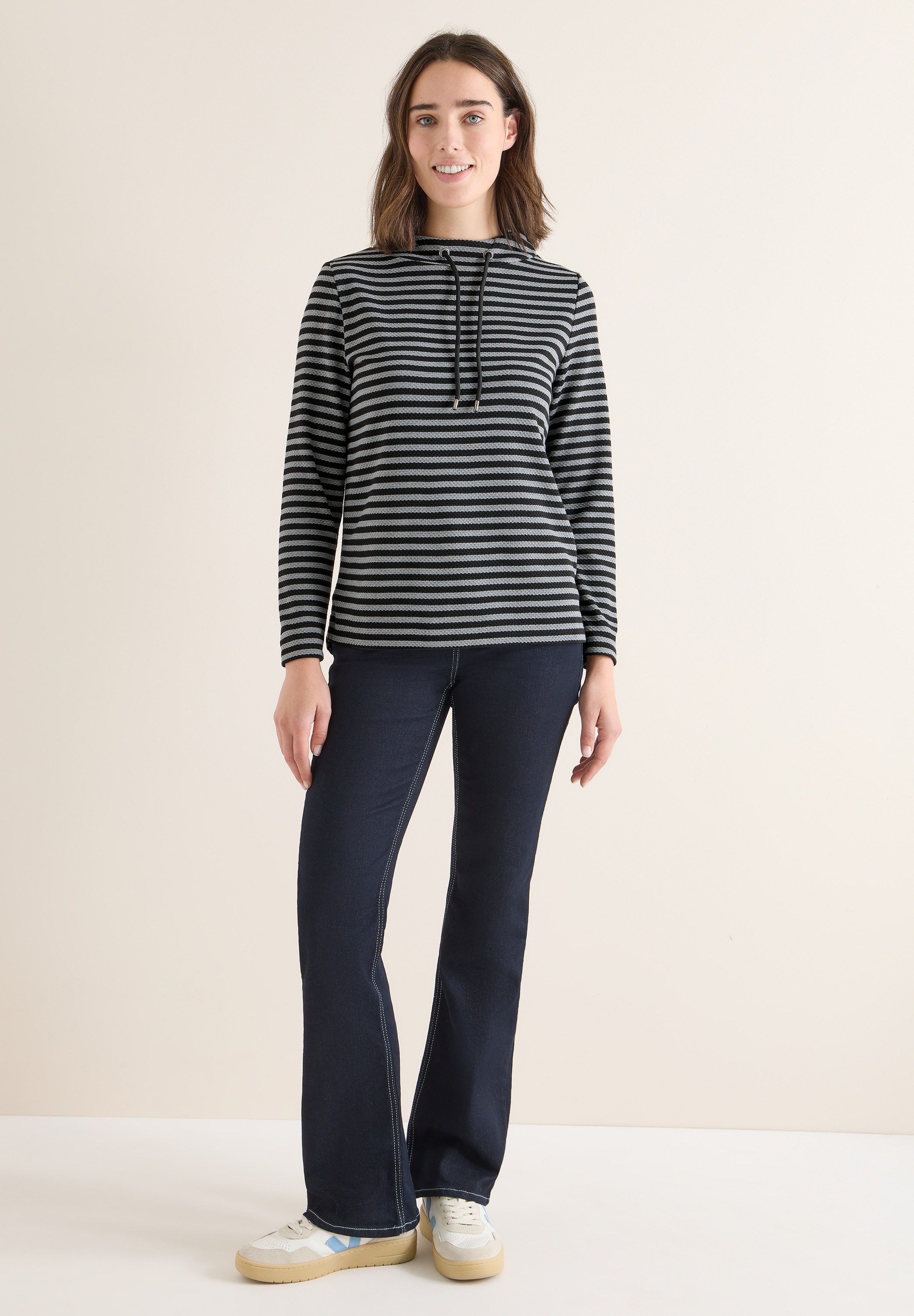 Thumbnail - Cecil Langarmshirt mit Tunnelzugband am Kragen