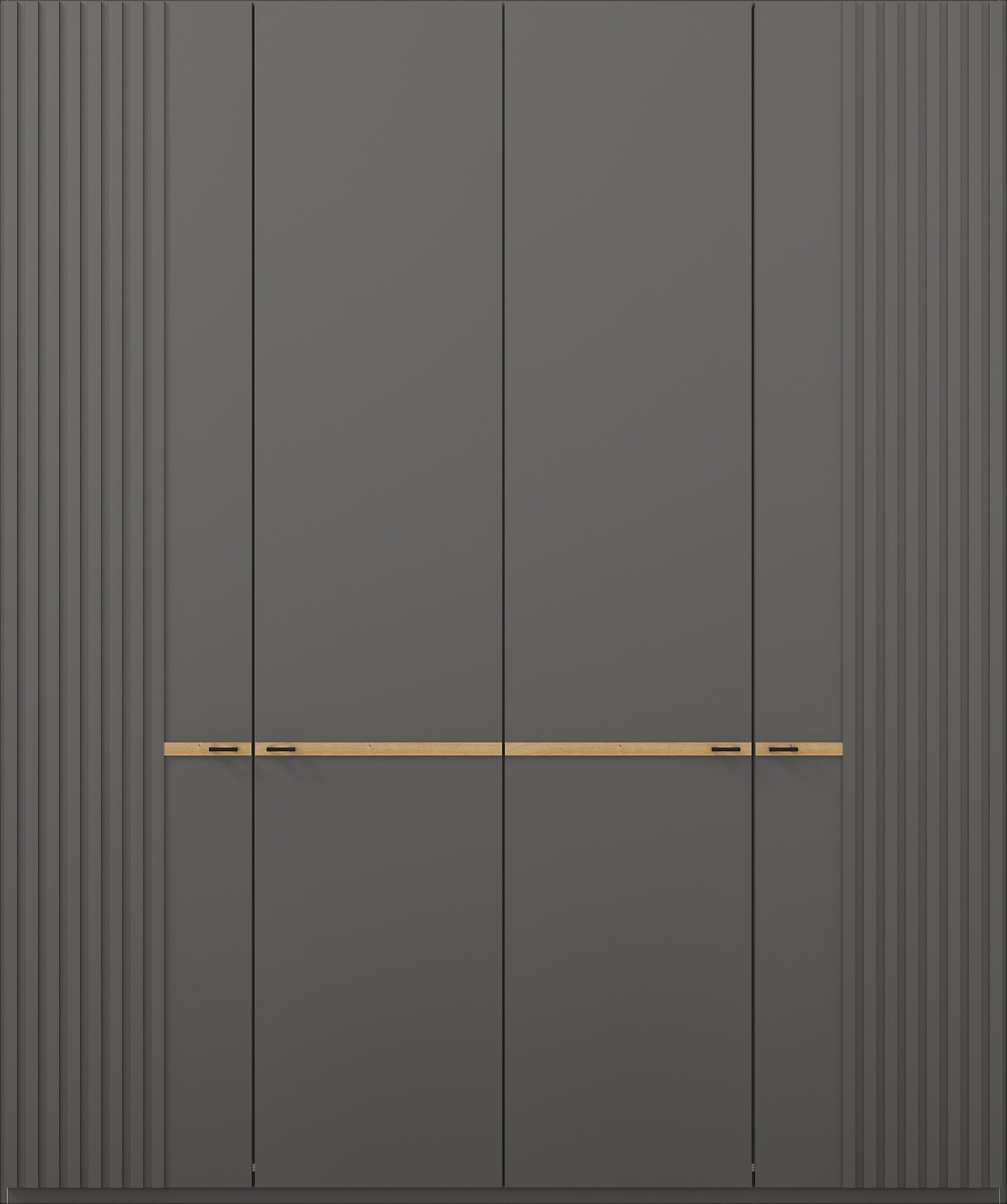 Thumbnail - Musterring Drehtürenschrank "Isabelle", Lamellen in Korpusfarbe, Griffe in schwarz, versch. Größen und Farben