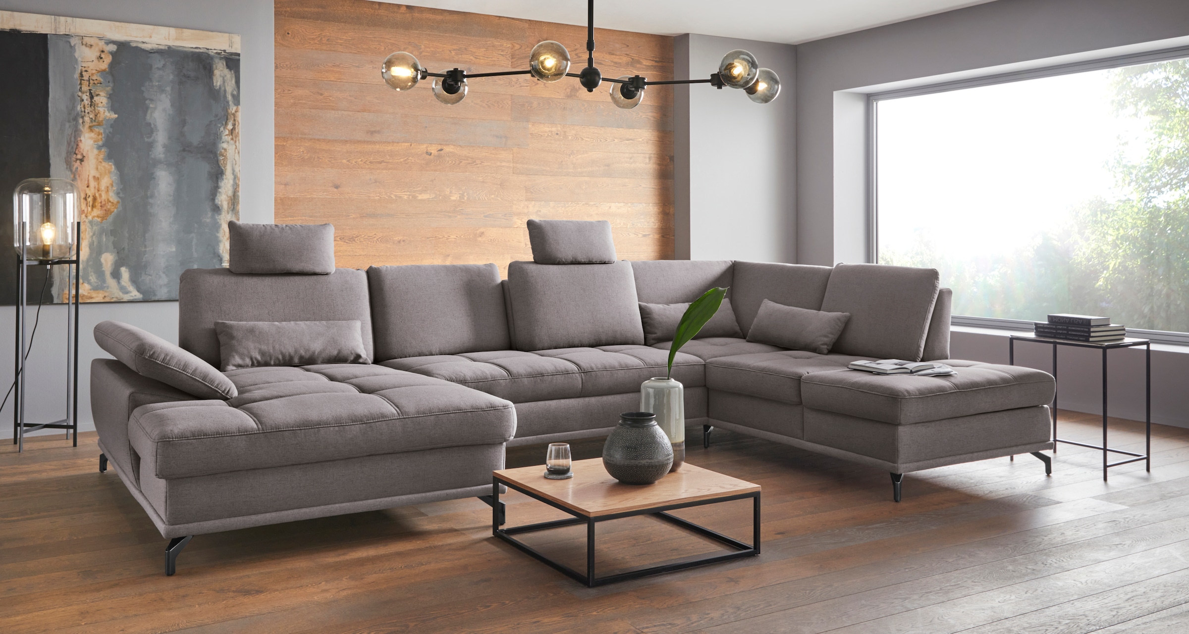 OTTO home Wohnlandschaft "Costello U-Form, B: 363 cm mit Sitztiefen- & Armteilverstellung" optional Schlaffunktion & Bettkasten