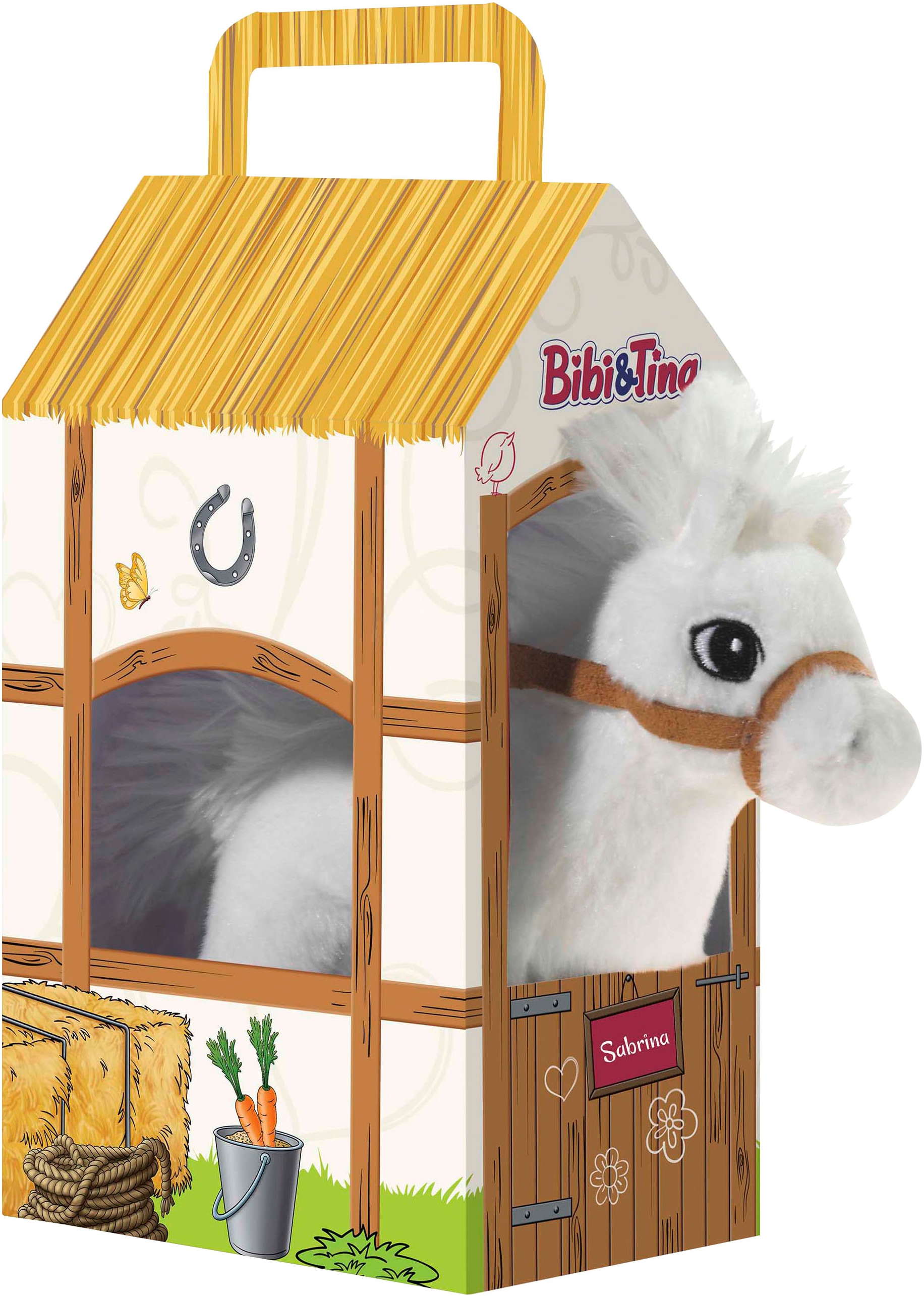 Heunec® Plüschfigur »Bibi & Tina, Pferd Sabrina, weiss, stehend, 17cm, im Stall«