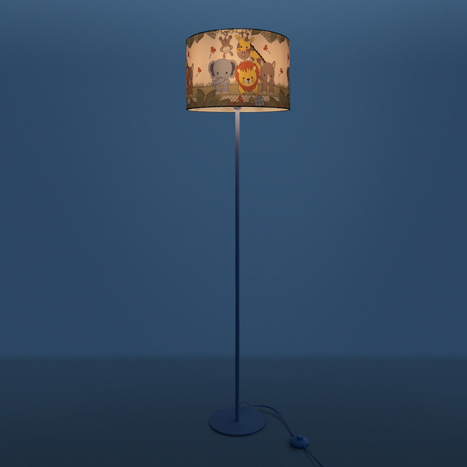 Paco Home Stehlampe »Diamond 634«, 1 flammig-flammig, Kinderlampe LED Kinderzimmer Lampe Dschungel-Tiere Stehleuchte E27