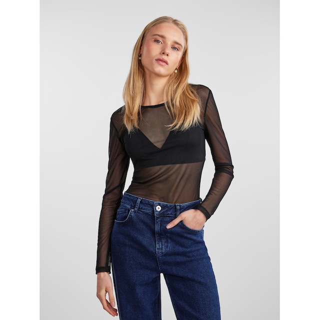 pieces Langarmshirt »PCNINNI LS MESH TOP NOOS BC« für bestellen | BAUR