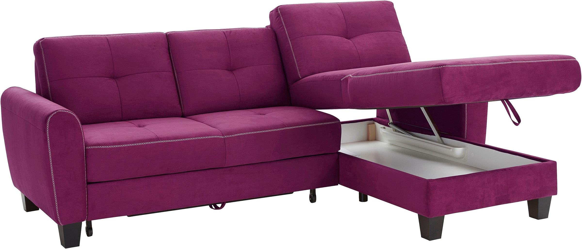 sit&more Ecksofa »Varese L-Form«, mit Federkern, wahlweise mit Bettfunktion und Stauraum