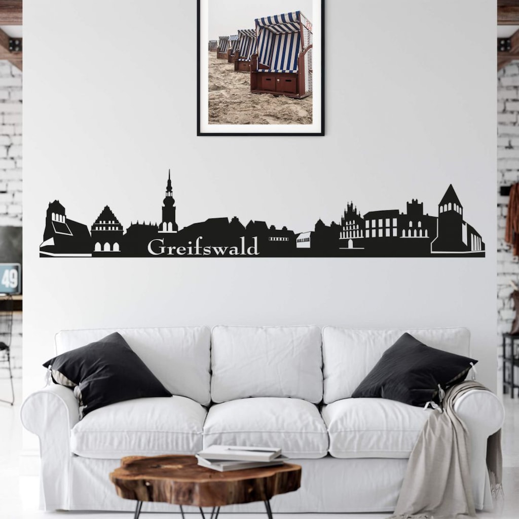 Wall-Art Wandtattoo »XXL Stadt Skyline Greifswald 120cm«, (1 St.), selbstklebend, entfernbar