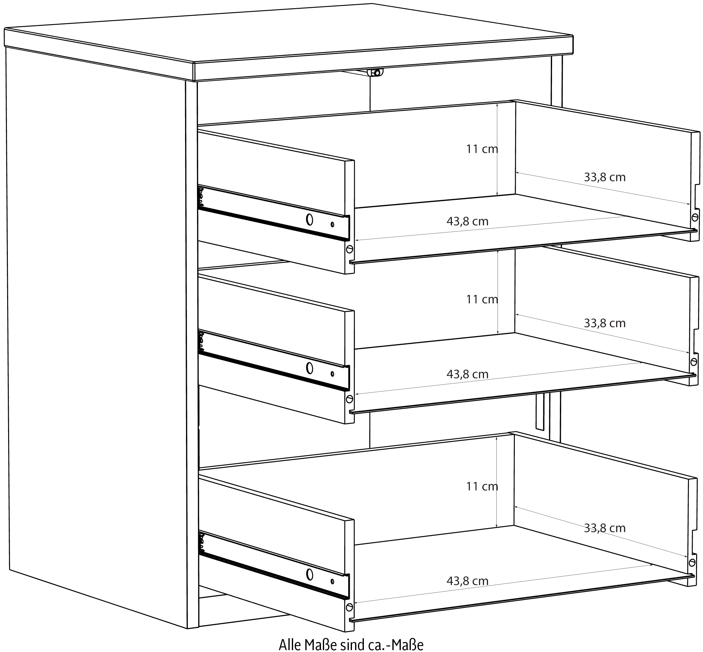 FORTE Nachtkommode, B/H/T 50,4/63,5/41,5 cm Nako passend zum Boxspringbett