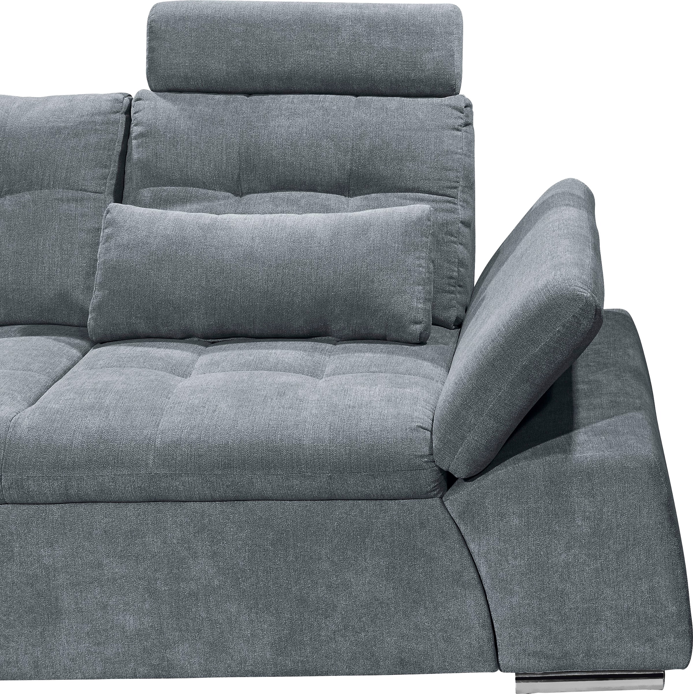 ED EXCITING DESIGN Ecksofa »Nalo L-Form«, mit Bettfunktion, Armteilverstellung, Kopfstützen & 2 Nierenkissen