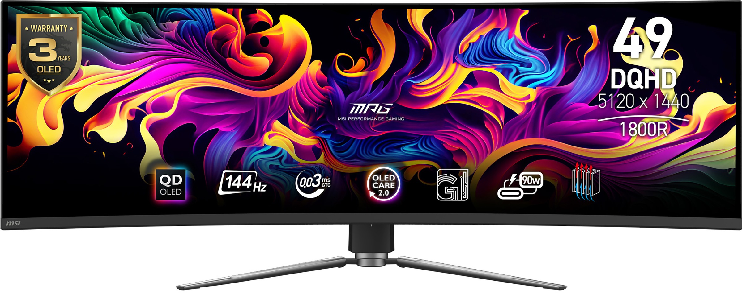 MSI Curved-Gaming-OLED-Monitor "MPG 491CQP QD-OLED", B:119,5cm H:37,2cm T:19cm, schwarz, Monitore