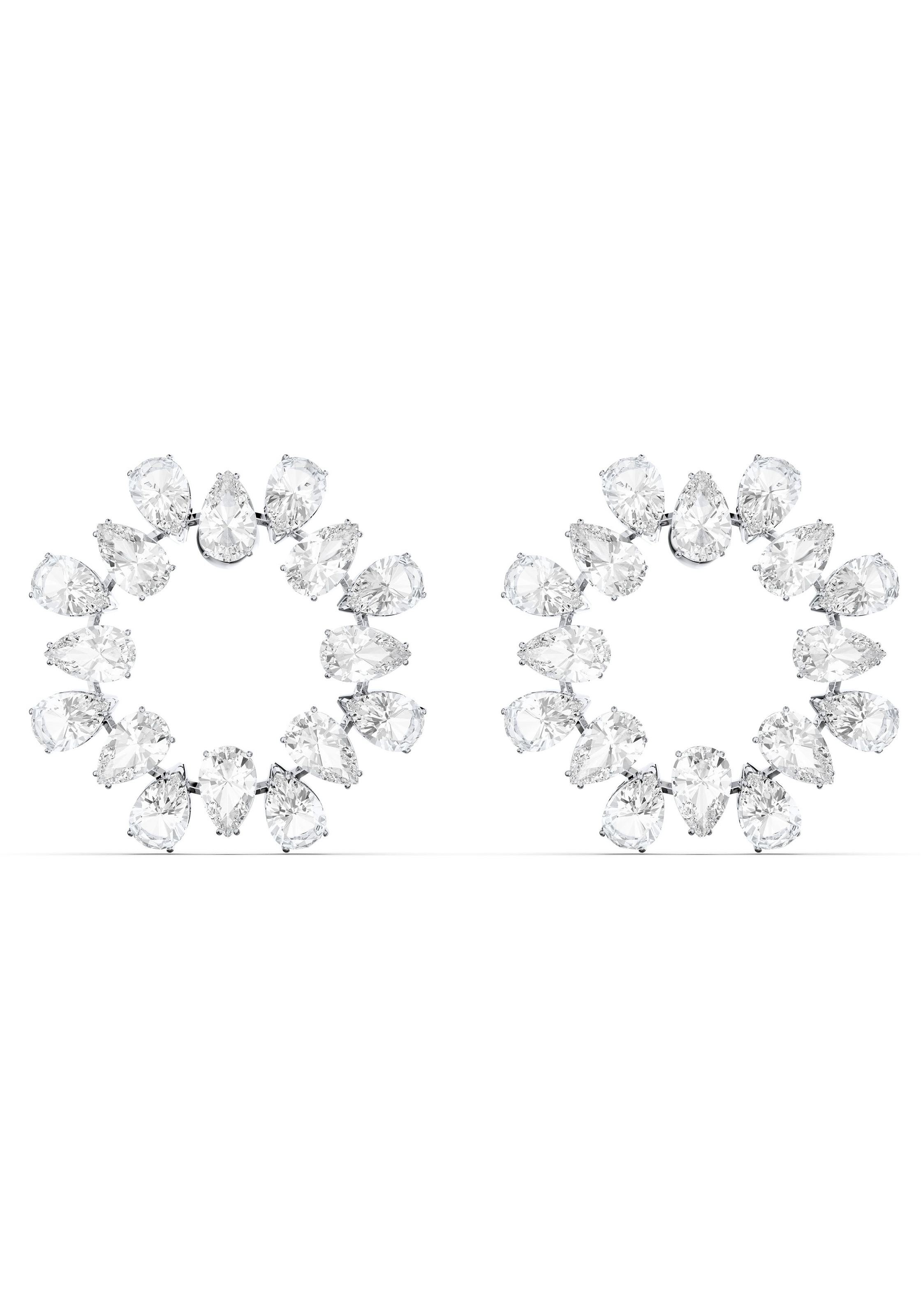 SWAROVSKI Damen Paar Ohrstecker "Matrix Baguette Kreis", Metall, silber, Metall, Ohrringe, mit Swarovski Kristall