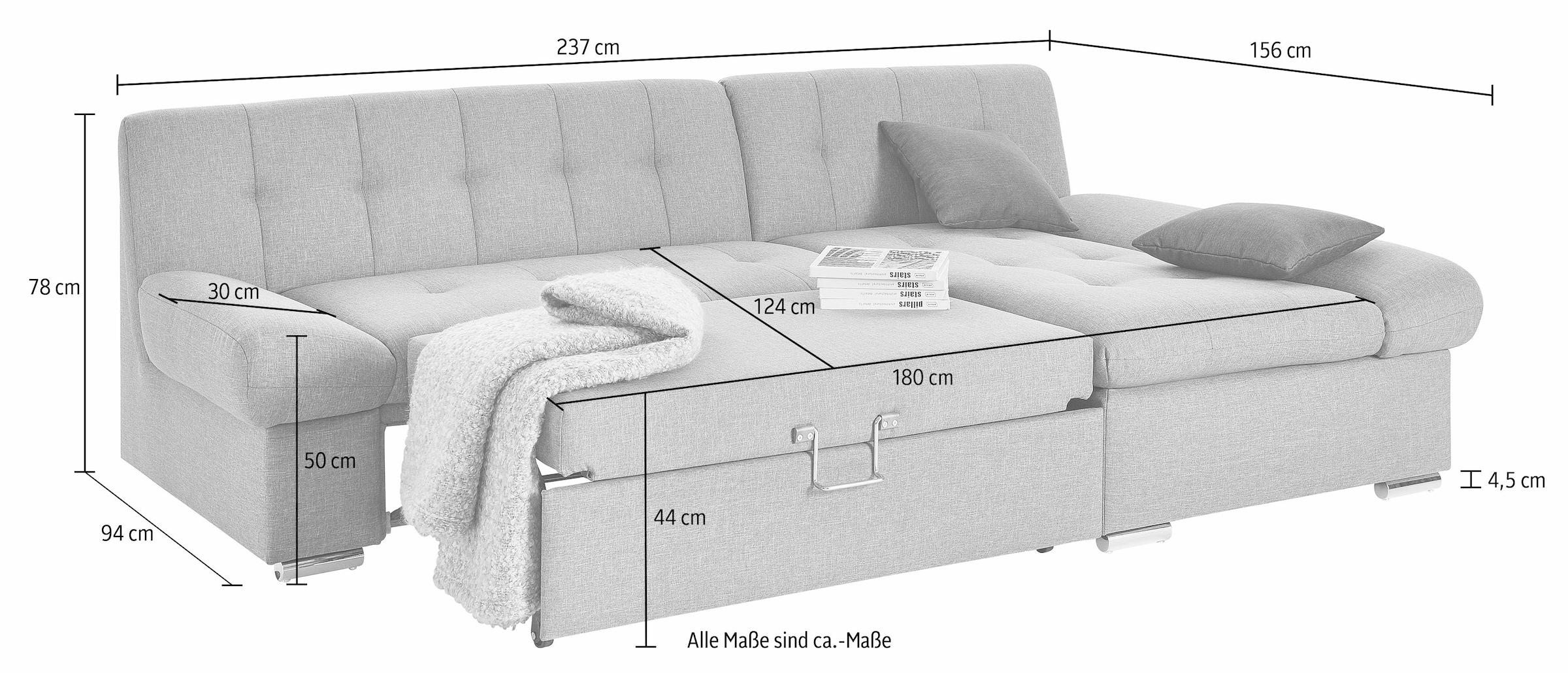 TRENDMANUFAKTUR Ecksofa »Reggae, L-Form«, wahlweise mit Bettfunktion