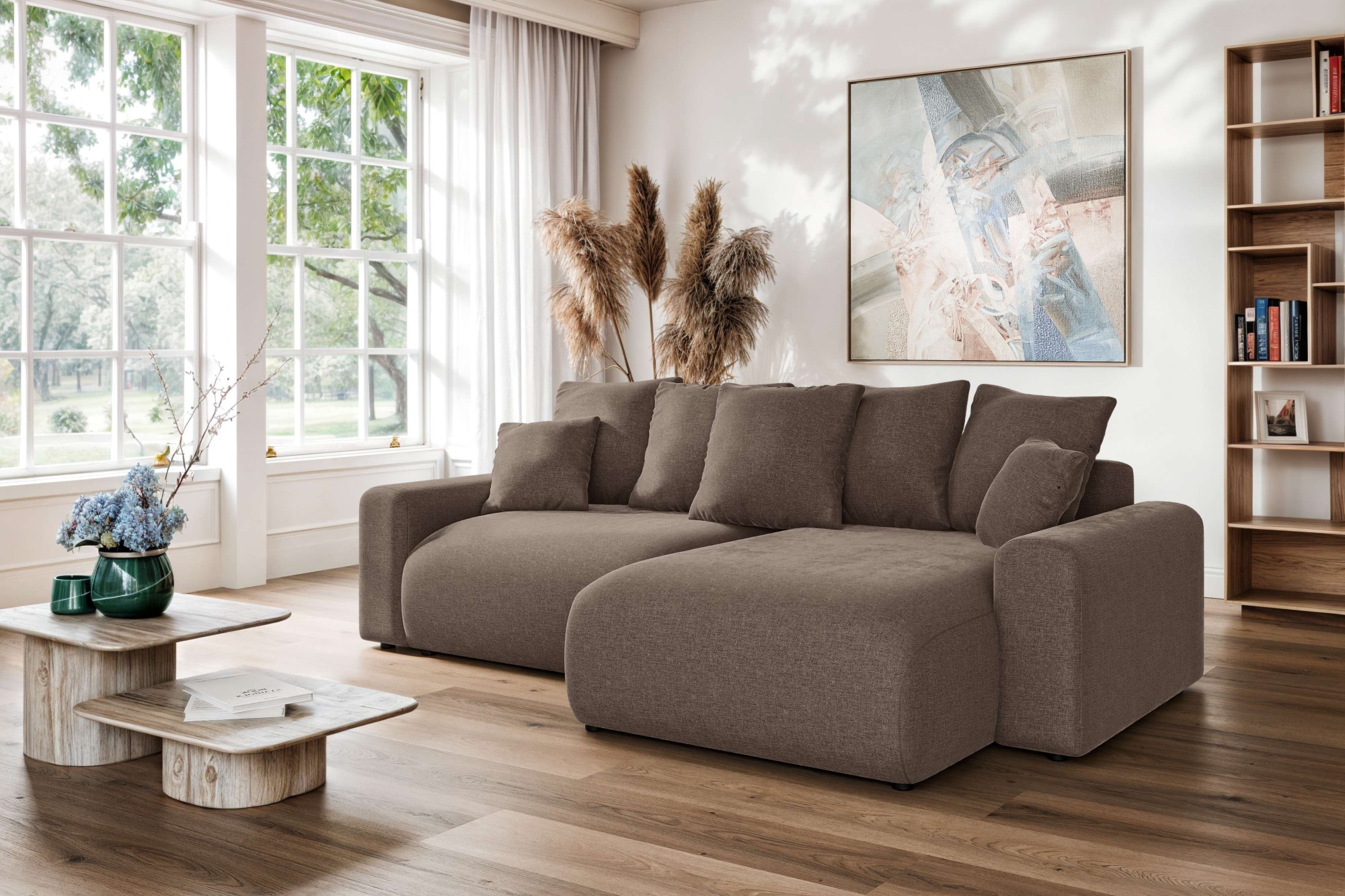 Home affaire Ecksofa »LAKESIDE klein mit Bettfunktion und Bettkasten, B/T/H 235/142/84 cm«, L-Form, Recamiere beidseitig montierbar, mit Wellenunterfederung