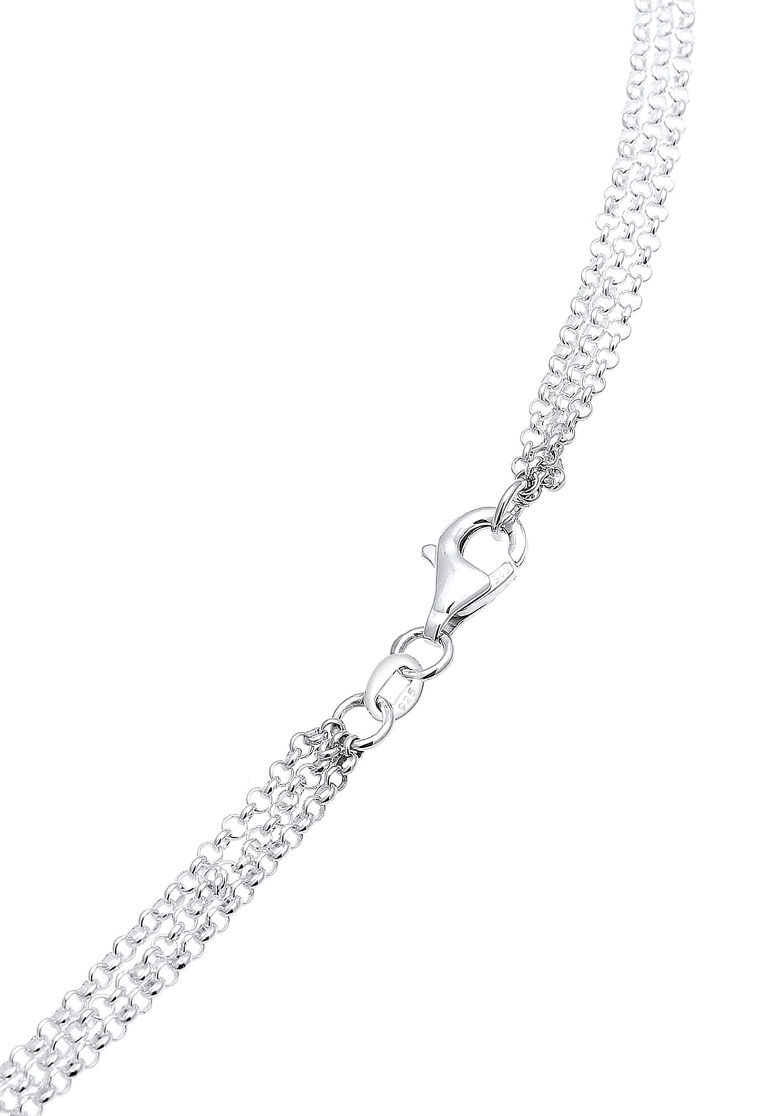 Elli Gliederkette »Layer Dreieck Kreis Gehämmert 925 Sterling Silber«