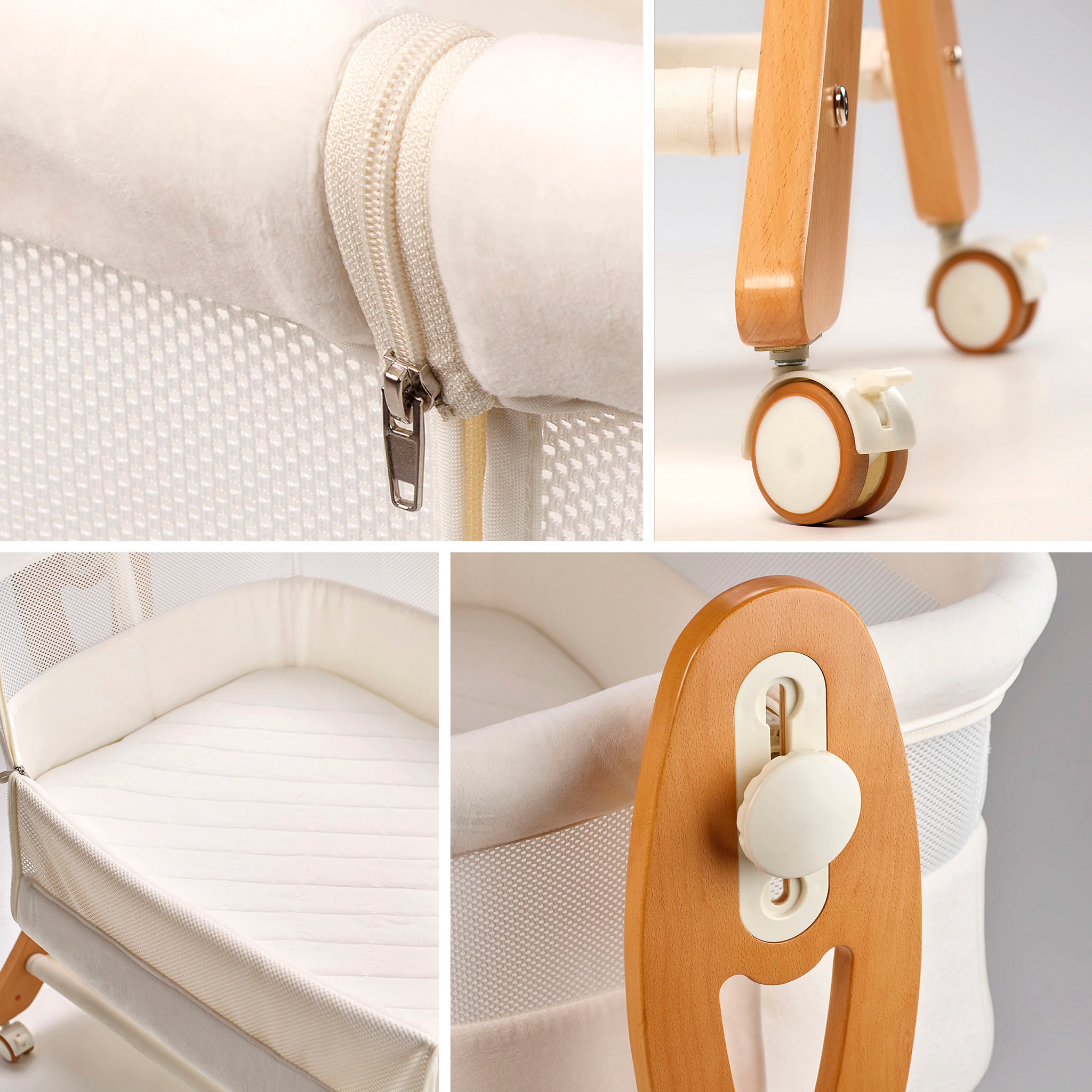 BabyGo Beistellbett »SidebySide, weiß/beige«, mit Schaukelfunktion