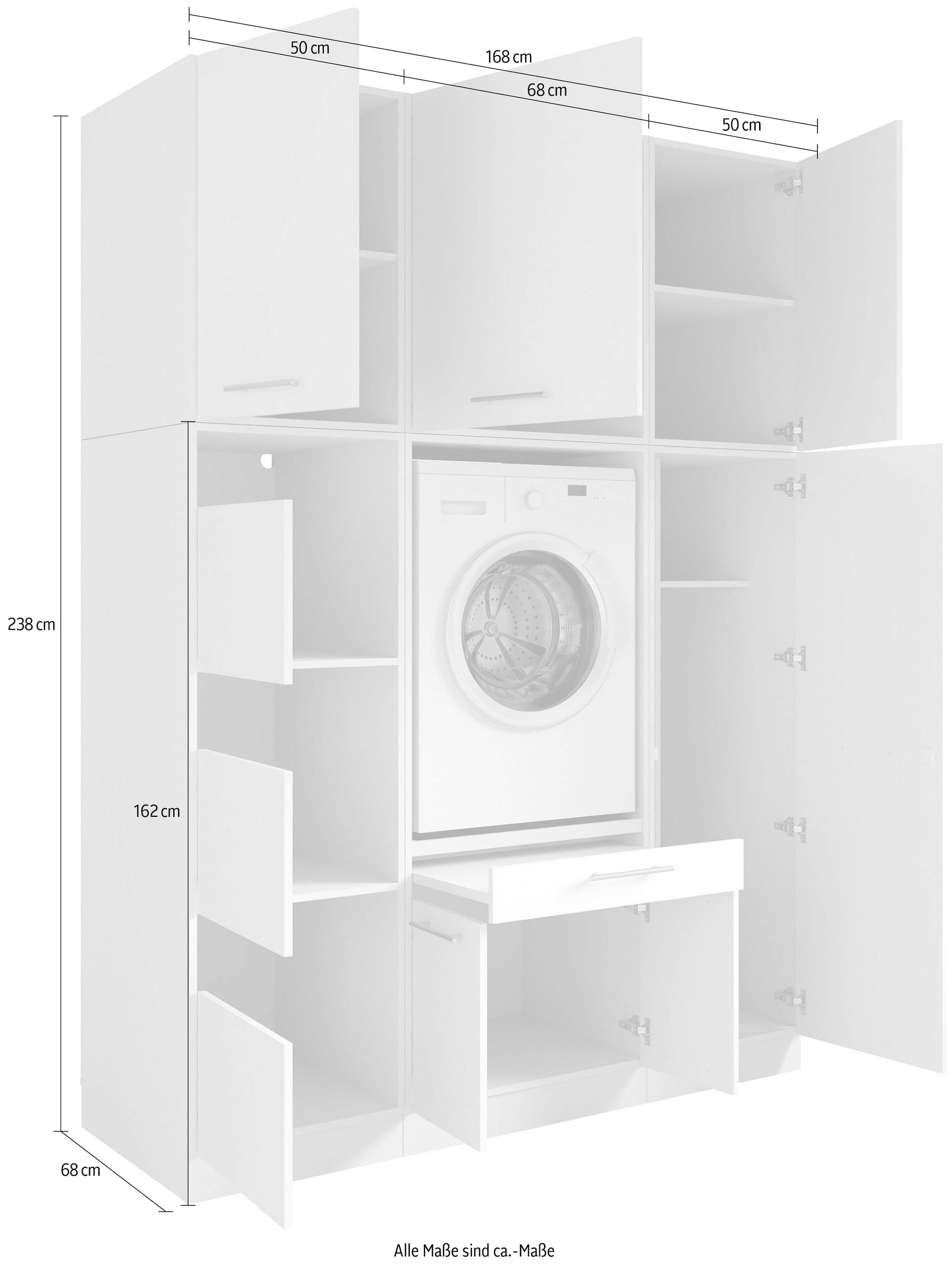 Laundreezy Mehrzweckschrank-Set »Laundreezy, 6-tlg. Mehrzweckschrank-Set B/H/T 168/238/68 cm« 6 Stk. tlg.