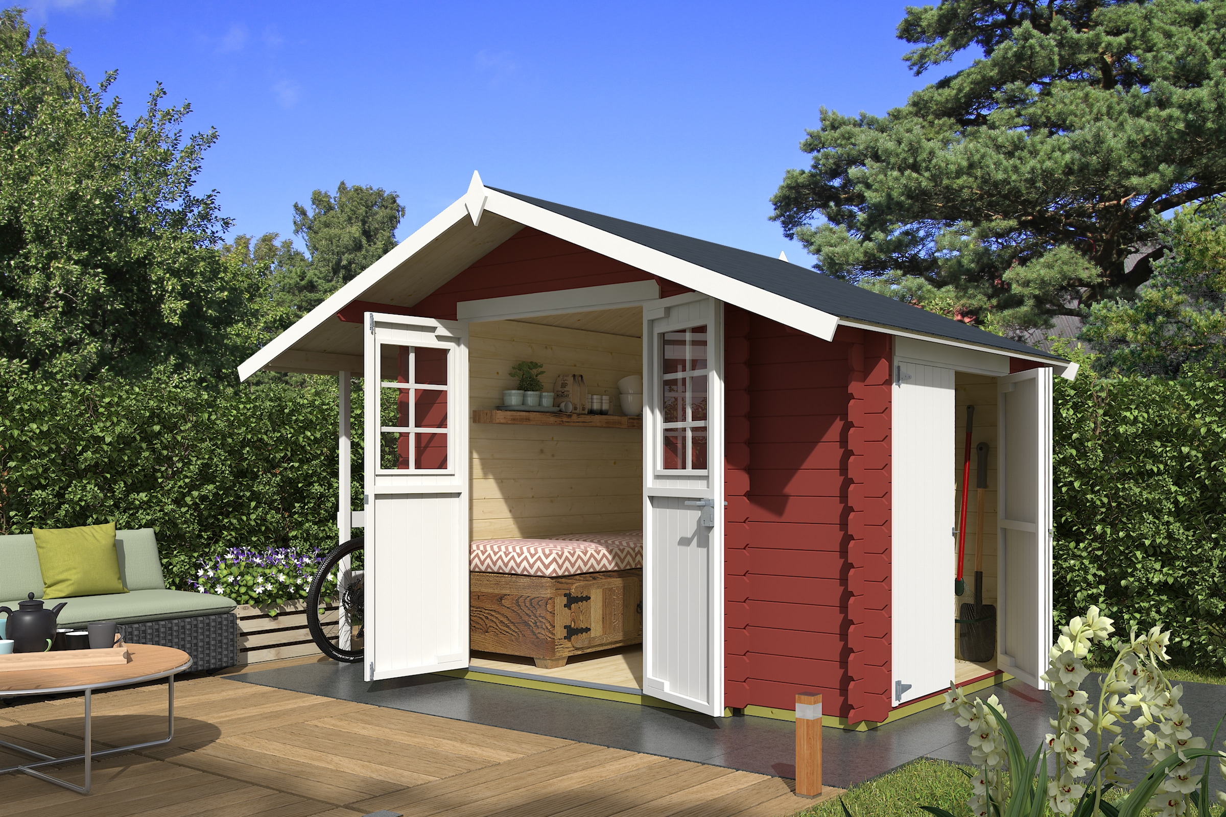 Nordic Holz Gartenhaus "Vilano 1", mit 3 getrennten Bereiche günstig online kaufen