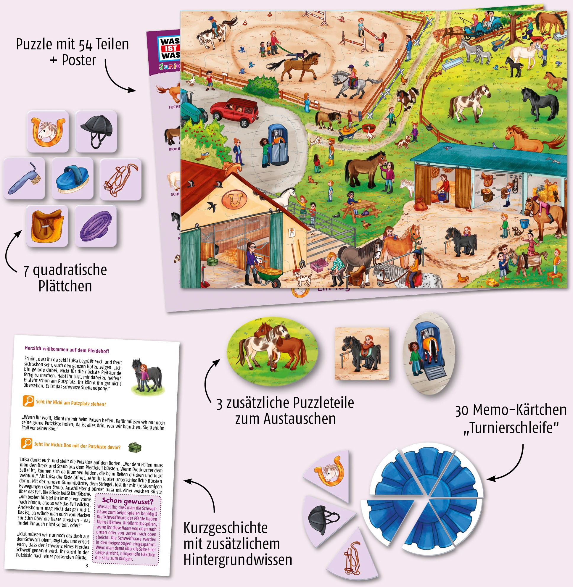 Kosmos Puzzle »WAS IST WAS Junior, Entdecke Pferde & Ponys«, Made in Germany