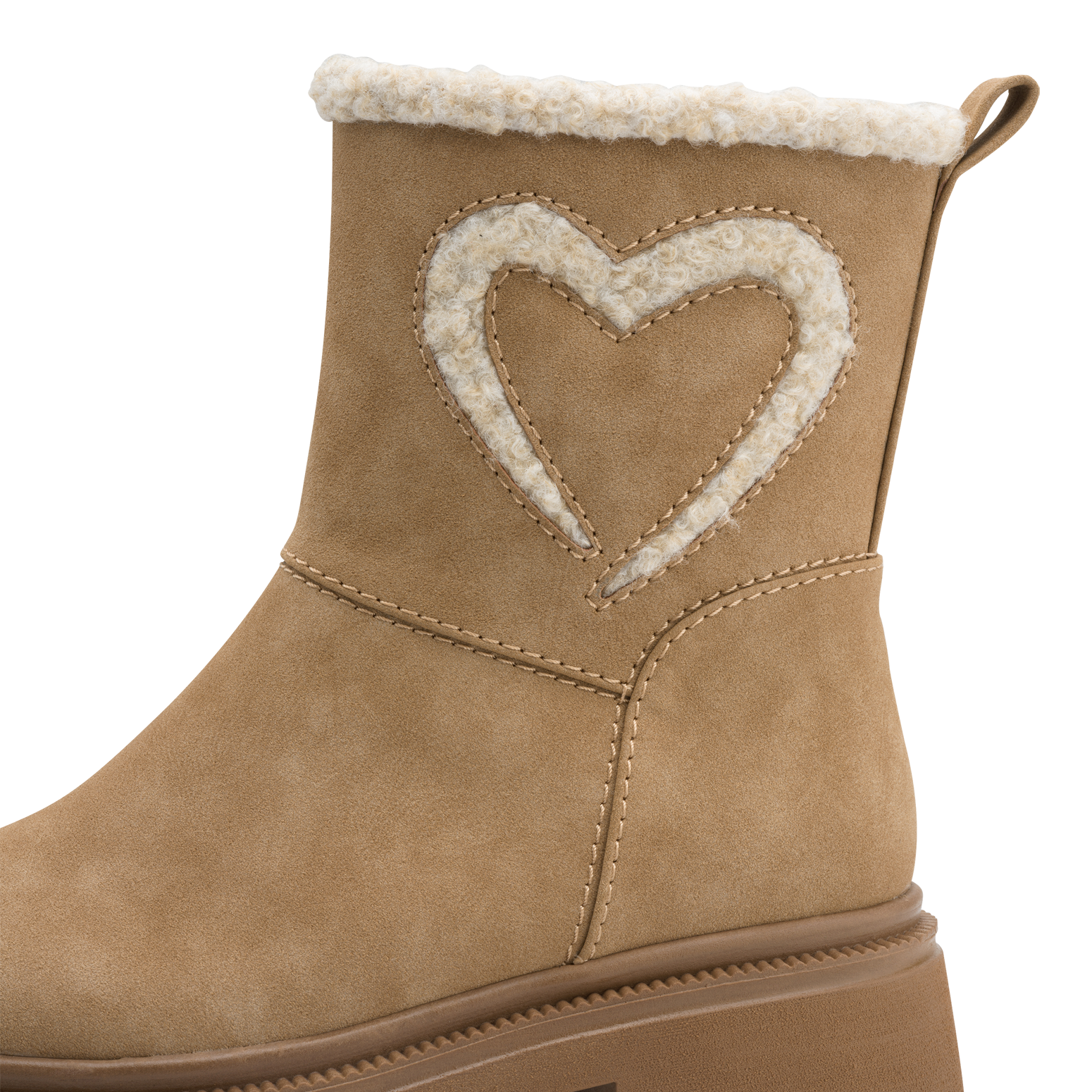 MARCO TOZZI Winterboots  , Blockabsatz, Stiefelette mit Teddy-Herzapplikation an der Seite