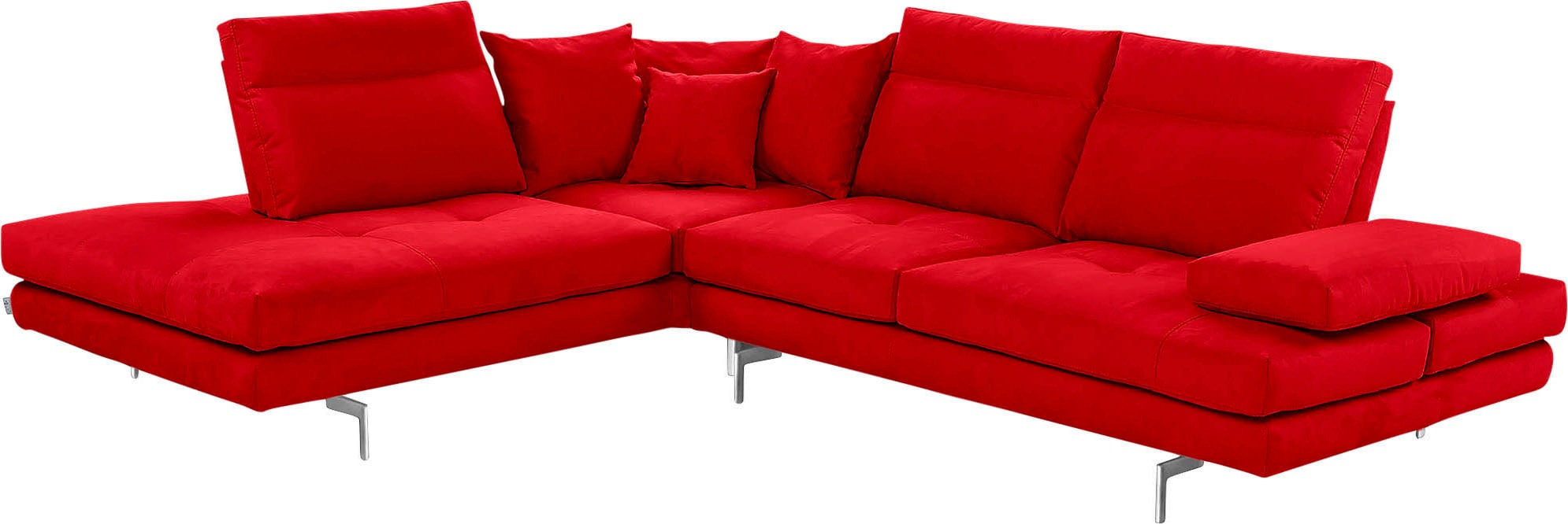 CALIA ITALIA Ecksofa "Toby Wing, B/T: 288/232 cm, Designsofa mit hohem Sitzkomfort, L-Form" Sitztiefenverstell.,wahlw. mit Kissen-Set, Füße chrom glänzend