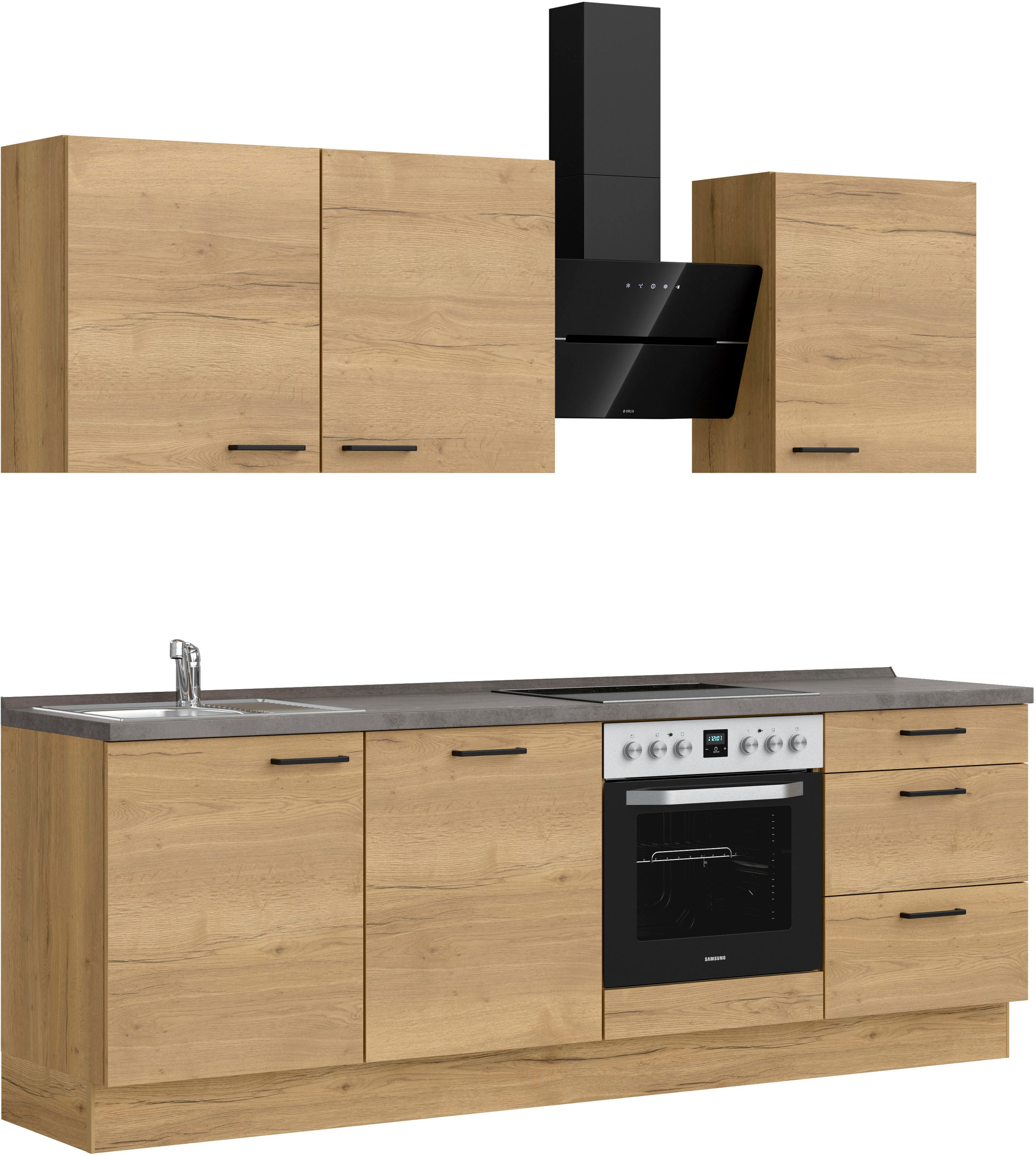 nobilia® Küchenzeile »"Structura II"« vormontiert, Ausrichtung wählbar, Breite 240 cm, wahlw. mit E-Geräten