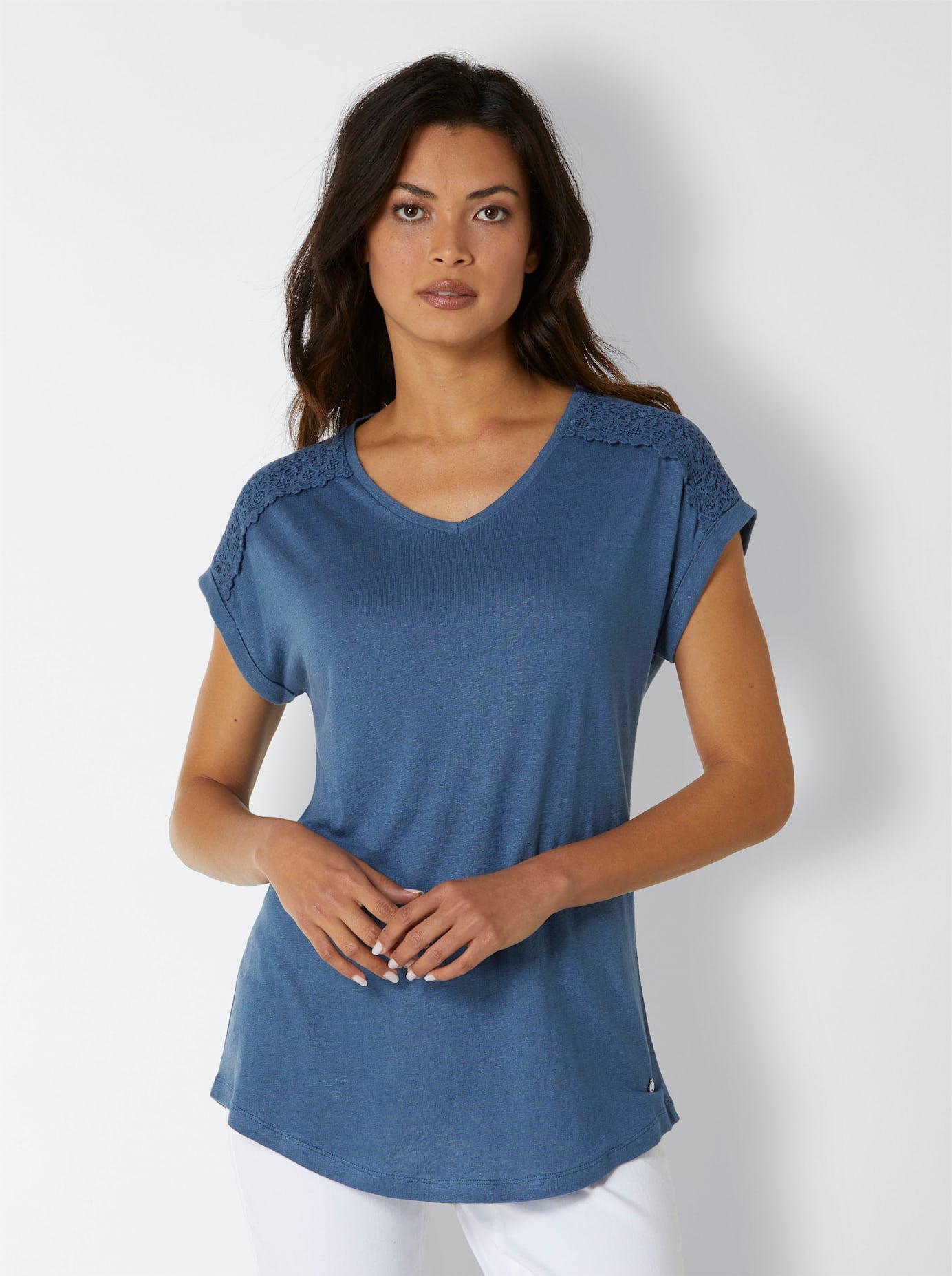 CREATION L PREMIUM V-Shirt »Leinen-Viskose-Shirt«, (1 tlg.)