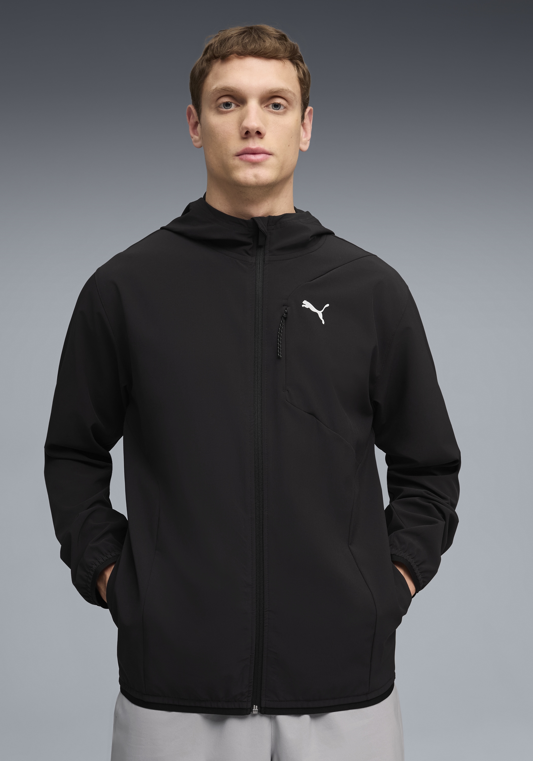 PUMA Kapuzensweatjacke "M PWRTRAIN STRETCH WOVEN JACKET" mit Kapuze, für Tr günstig online kaufen