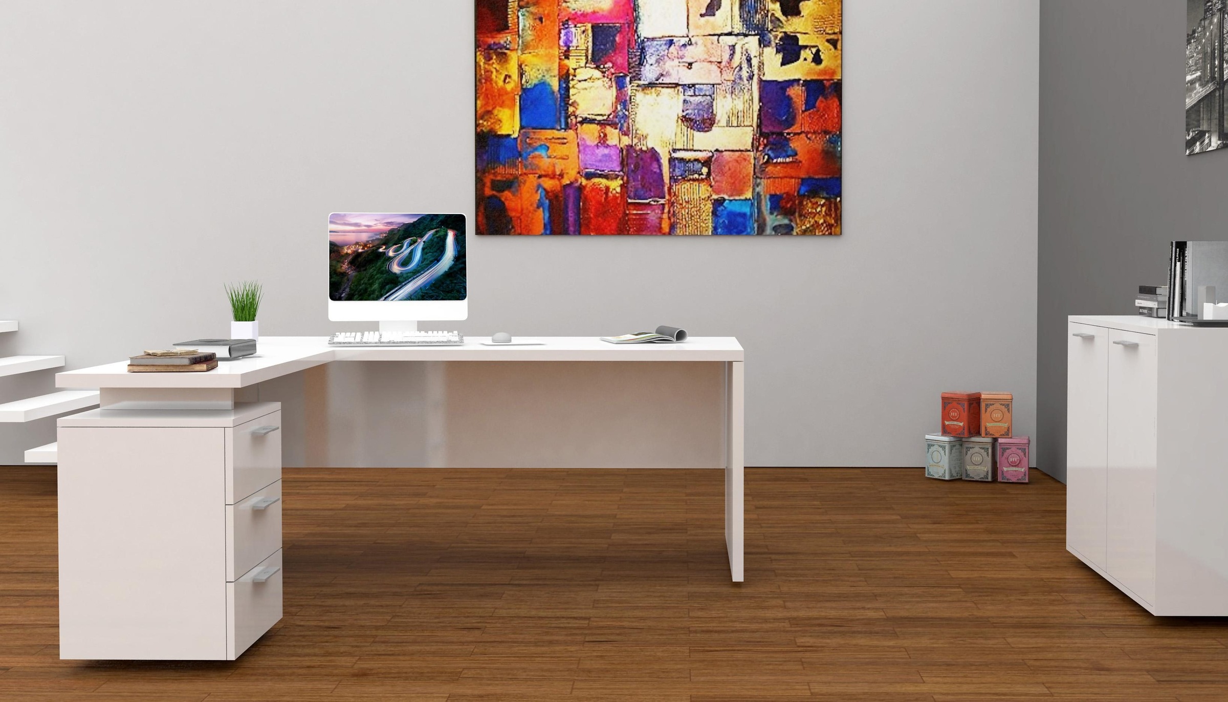 Home affaire Eckschreibtisch "New Selina" Schreibtisch, Schubkästen, mit od günstig online kaufen