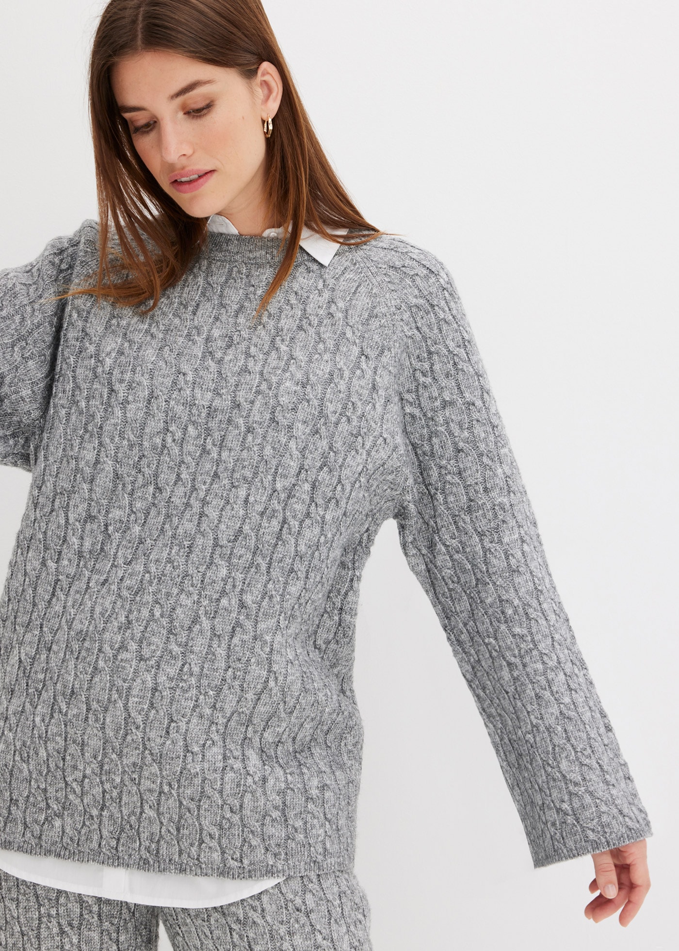 bonprix Strickpullover »Oversize-Pullover mit Zopfmuster«, Oversize-Pullover mit Zopfmuster
