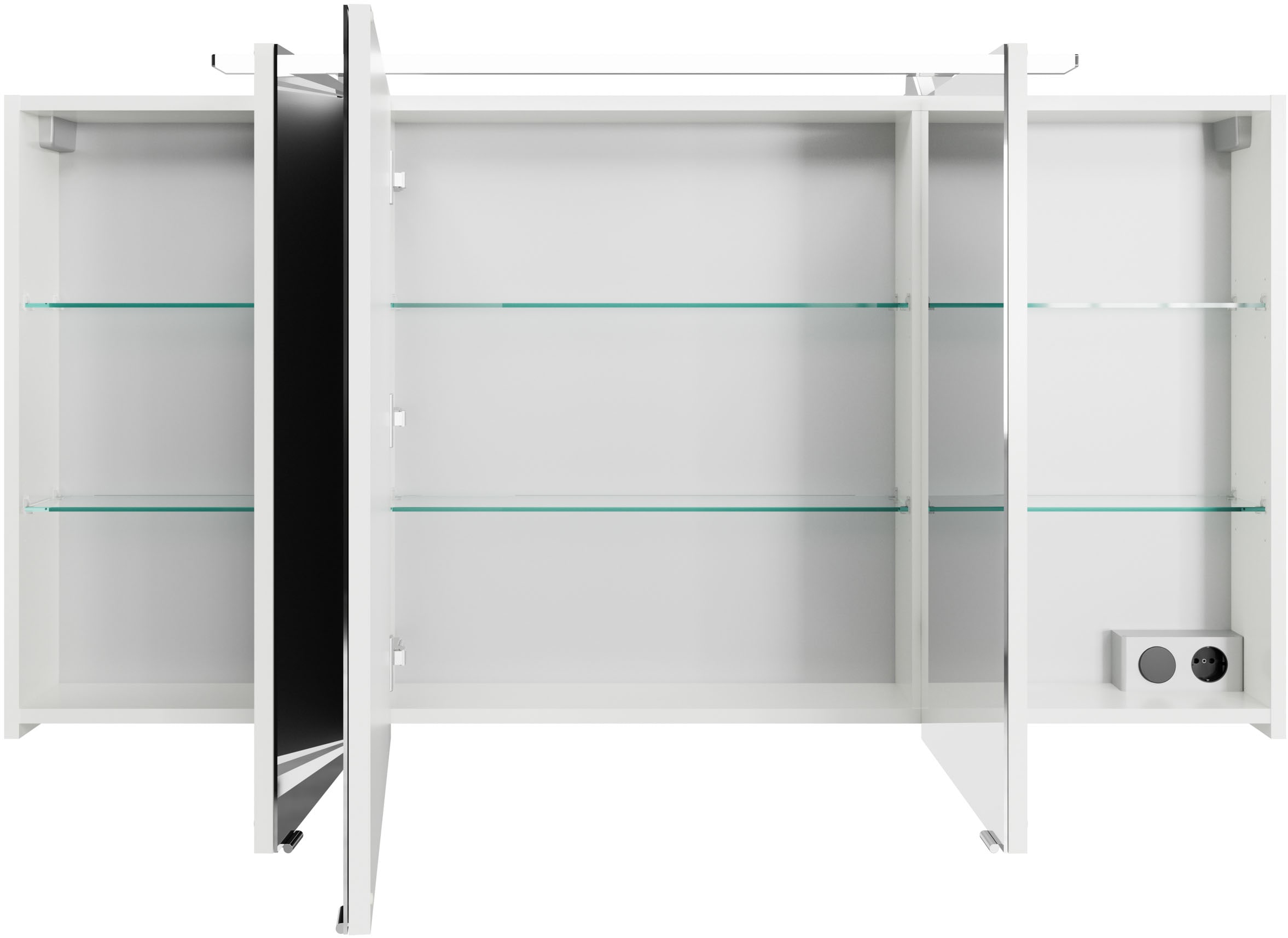 Saphir Badmöbel-Set »Serie 4010 2-teilig Keramik-Waschtisch mit LED-Spiegelschrank«, (Set), Badezimmer Set 144 cm breit, inkl. Türdämpfer, 5 Türen, 2 Schubladen