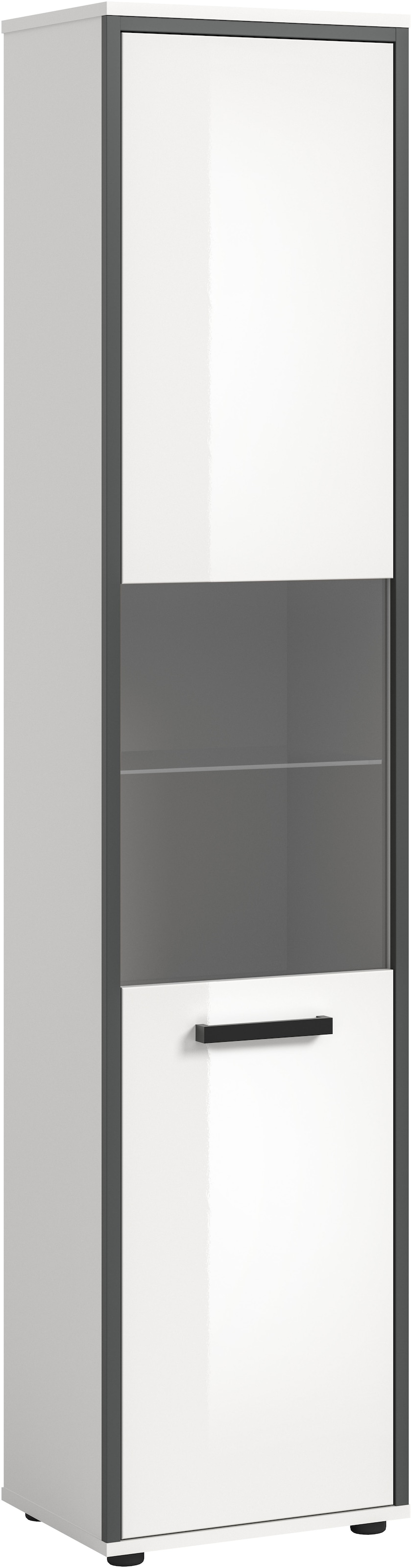 welltime Hochschrank "KAJO, hochglanz Front, Glastür, 1 Glas Einlegeboden, günstig online kaufen