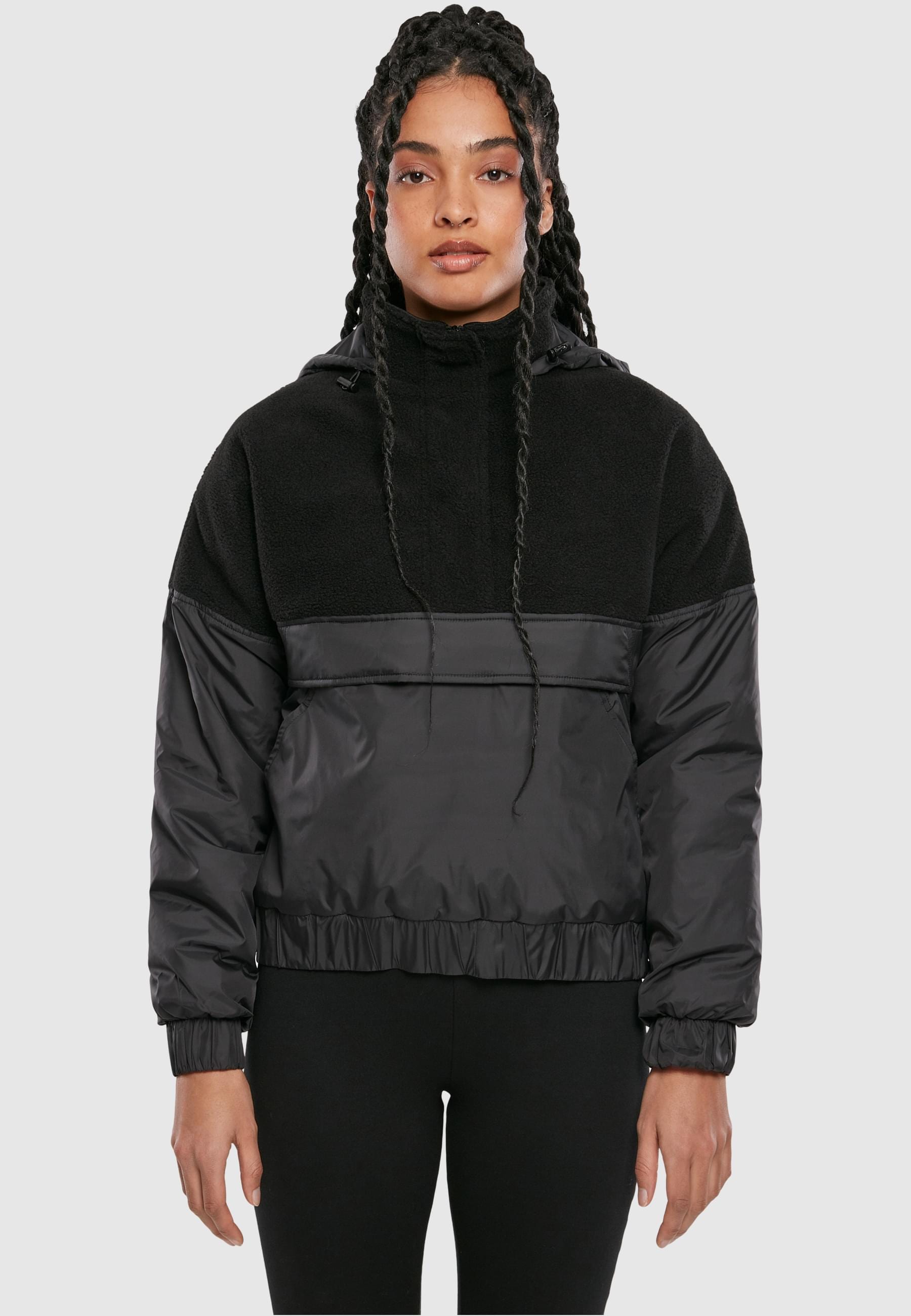 URBAN CLASSICS Winterjacke »Urban Classics Damen Ladies Sherpa Mix Pull Over Jacket«, (1 St.), mit Kapuze