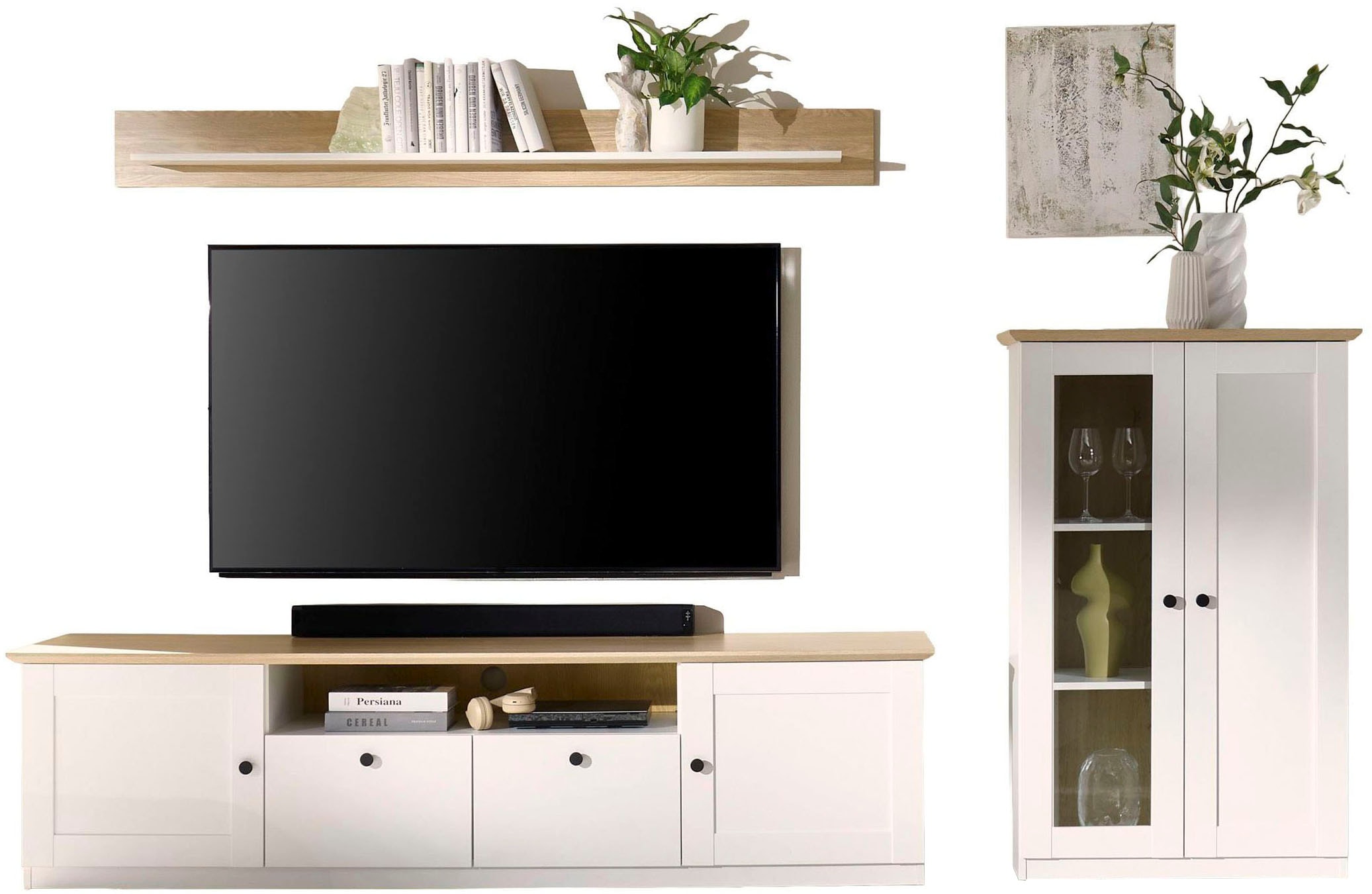OTTO home Wohnwand »Brest, Anbauwand im Landhausstil, Komplettset, Wohnzimmer-Set« Set, 3 Stk. tlg.